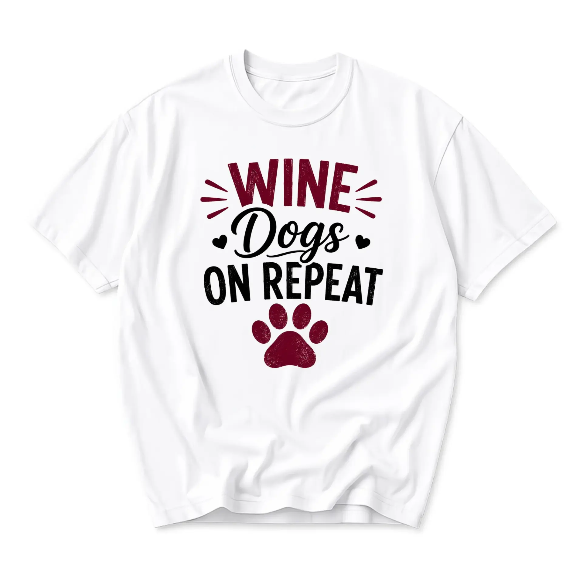 Funny Shirt Wine on Repeat Graphic Tee Unisex Casual Crew Neck Comfortable