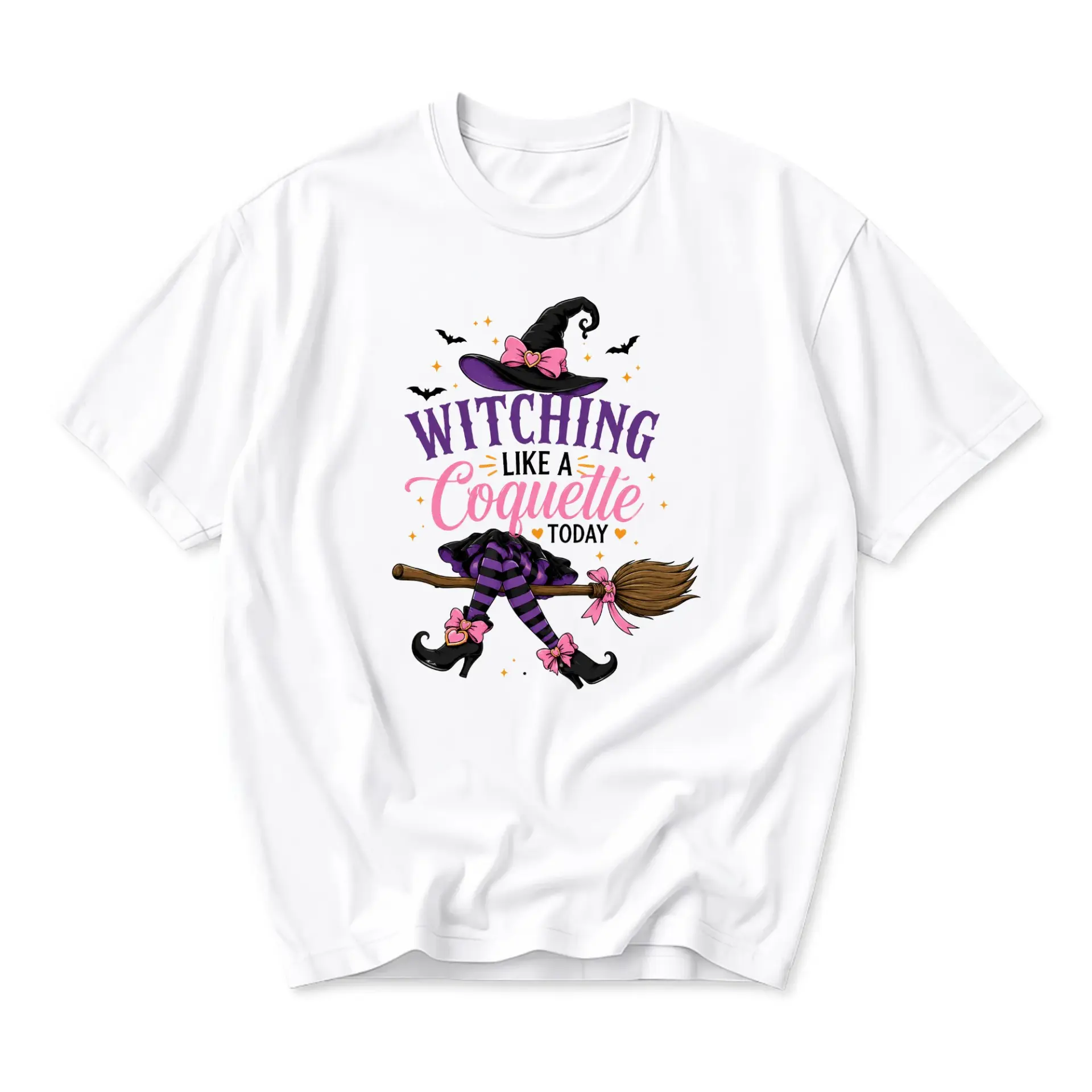 Graphic Tee Witching Like a Coquette Today Funny Halloween Aesthetic Short Sleeve Unisex Casual Everyday Crew Neck Shirt