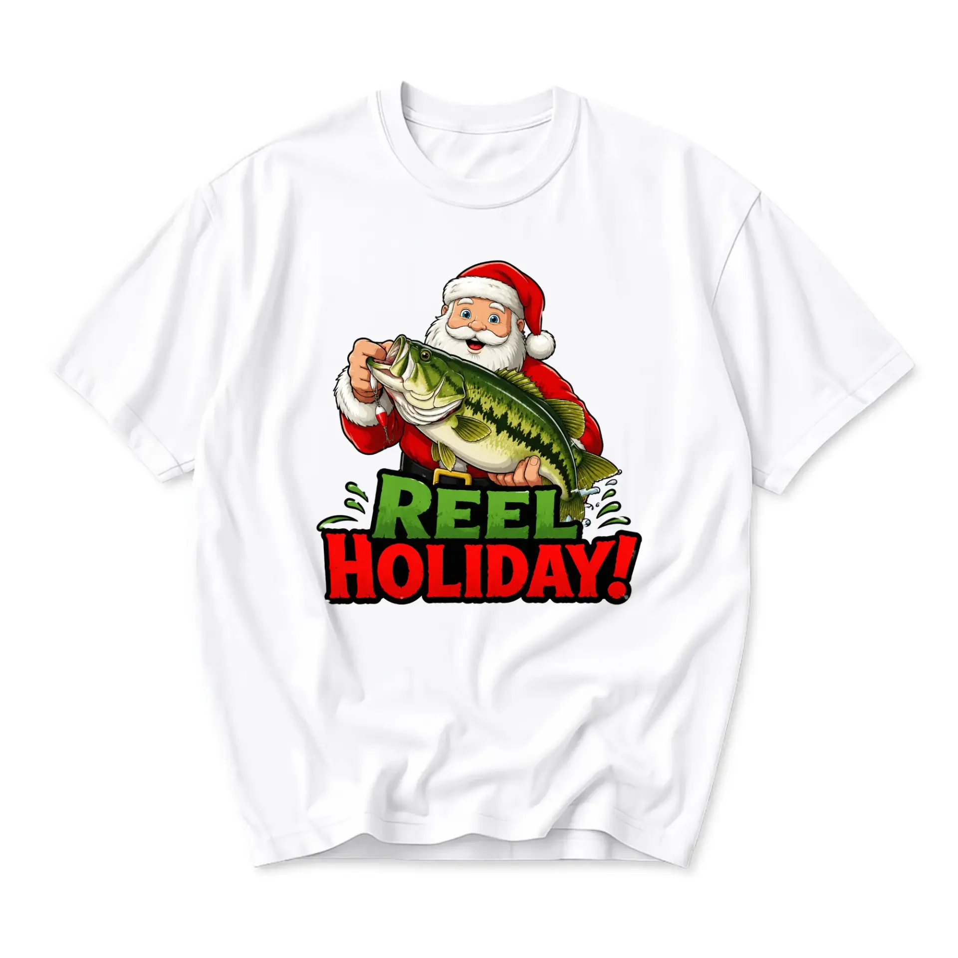 Funny Shirt Reel Holiday Fishing Graphic Tee Seasonal Unisex Crew Neck Casual Cotton Blend Soft Comfortable Top