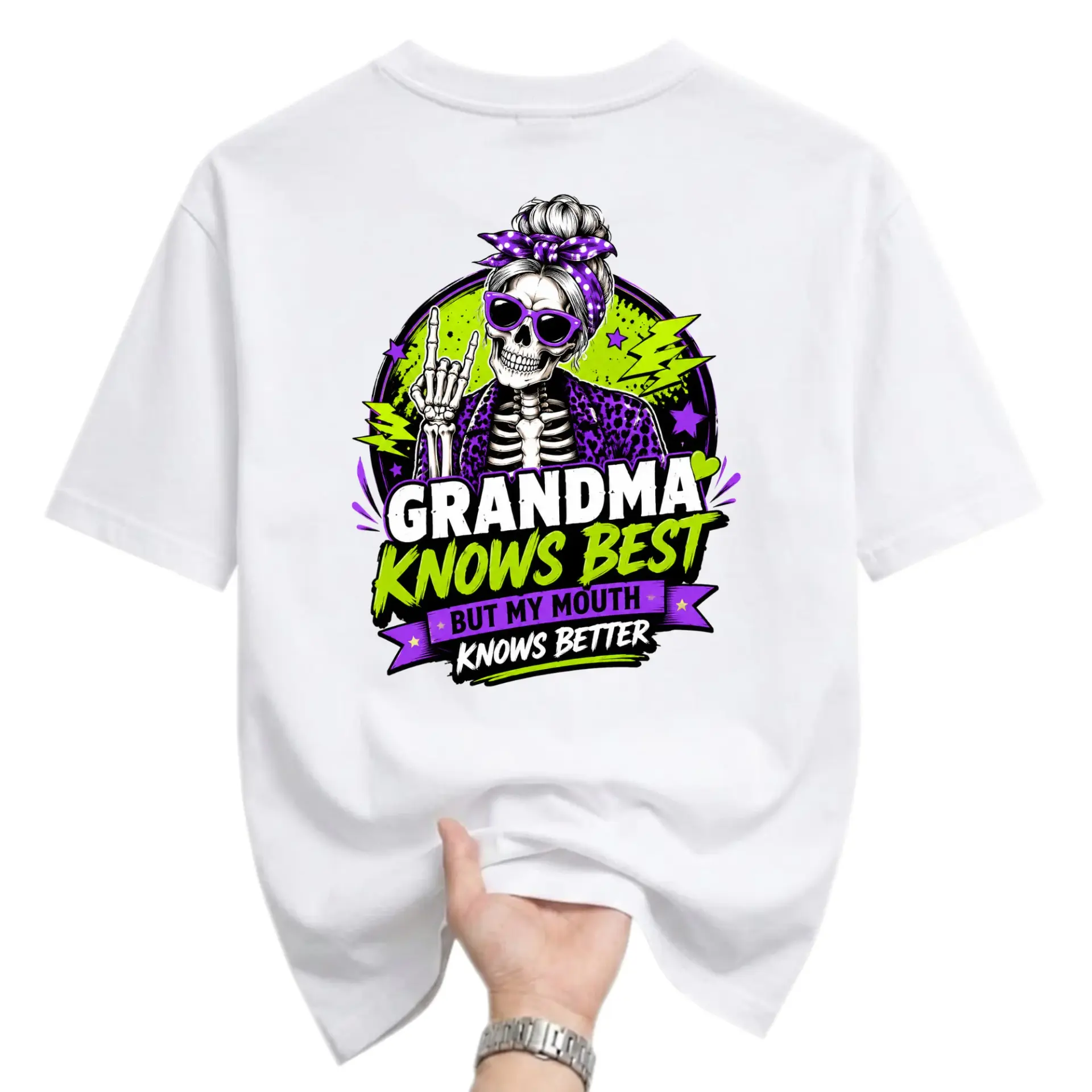 Funny Shirt Grandma Knows Best but My Mouth Better Unisex Graphic Printed T-Shirt Casual Everyday Apparel