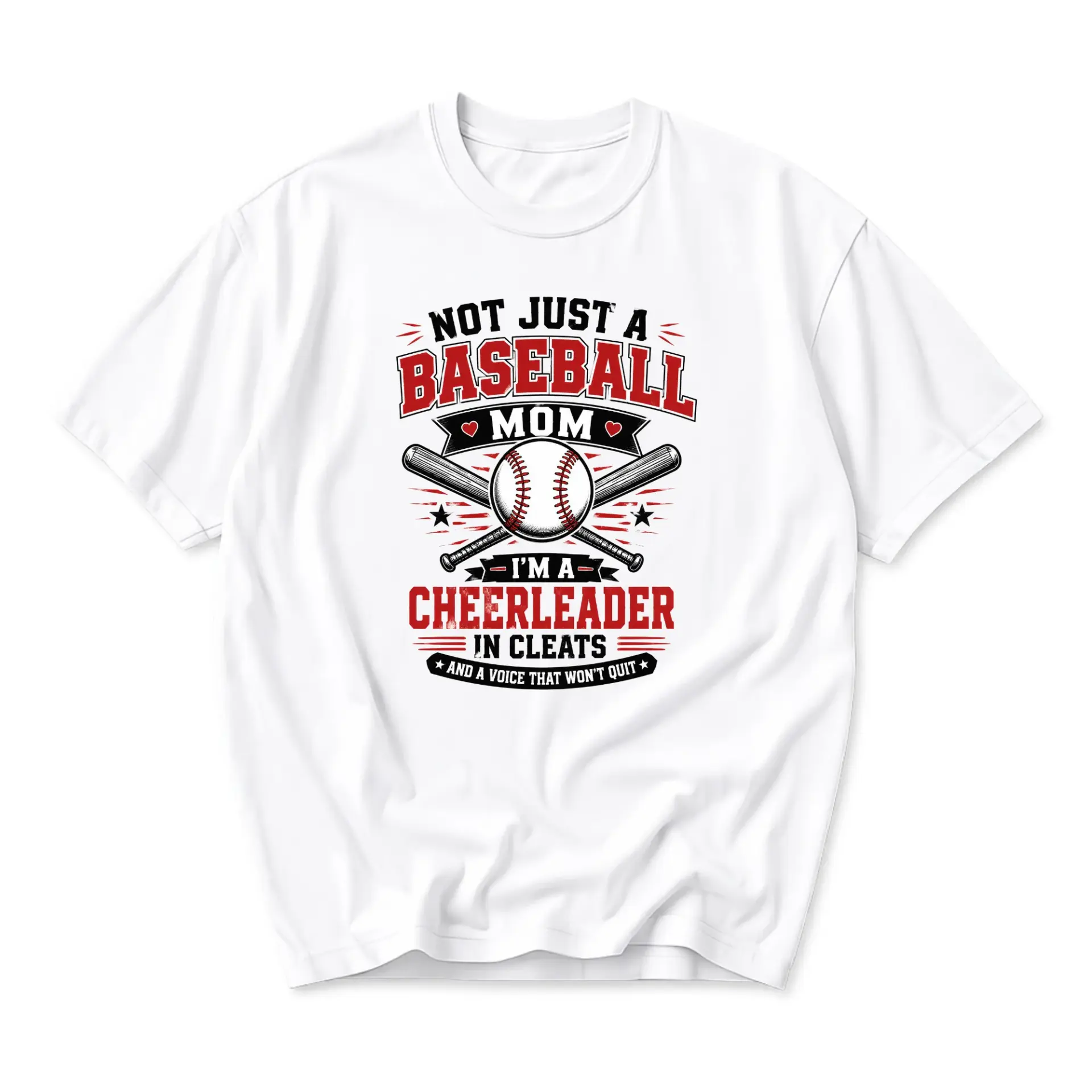 Graphic Tee Baseball Mom Shirt I Am a Cheerleader in Cleats Unisex Crew Neck Casual Everyday Wear Soft Cotton Top