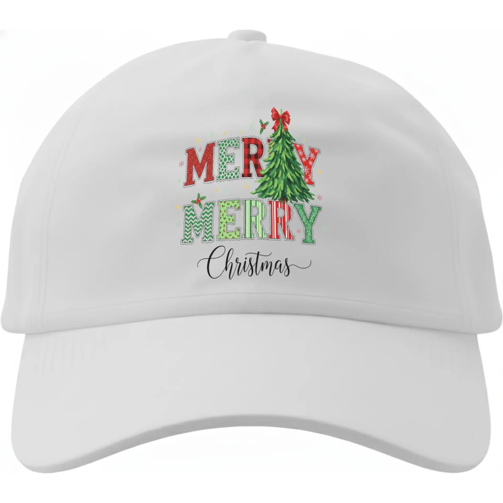 Baseball Cap Merry Merry Christmas Holiday Hat Graphic Print Low Profile Cotton Casual Unisex Adjustable Dad Cap
