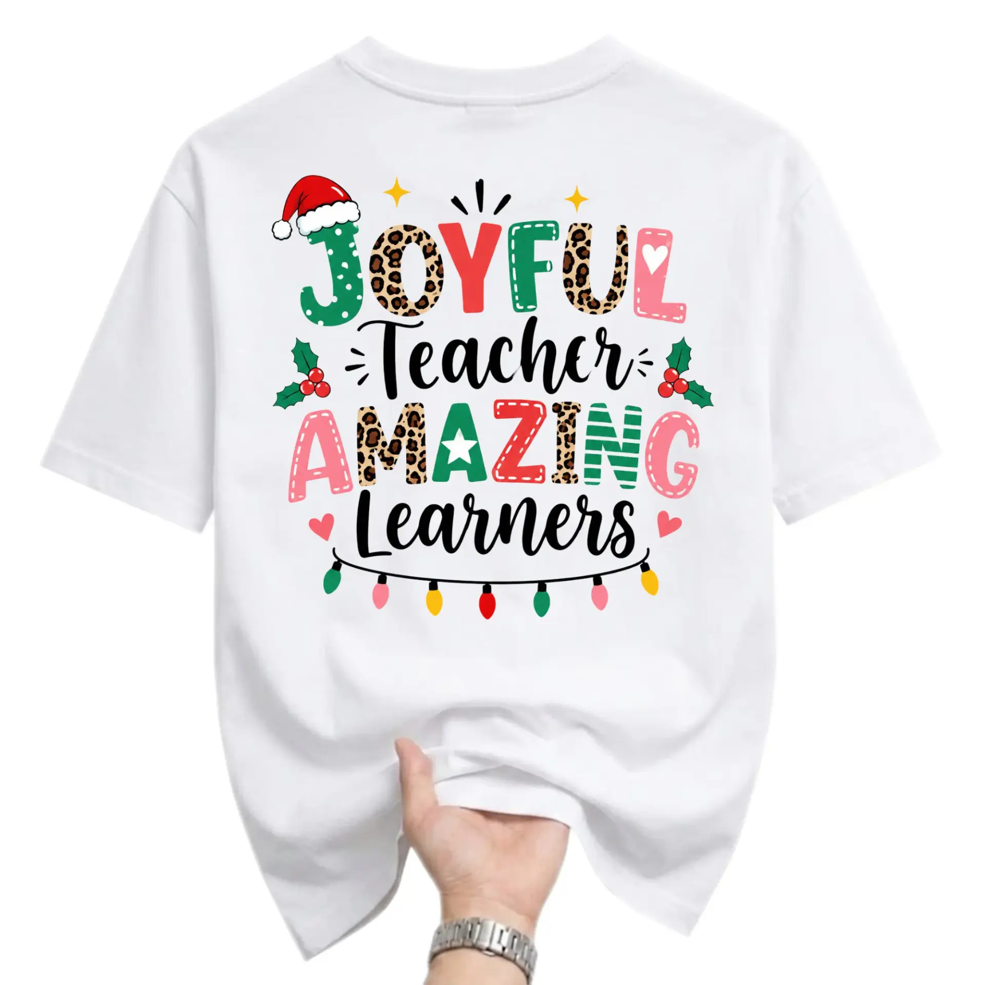 Graphic Tee Joyful Teacher Amazing Learners Christmas Holiday Print Unisex