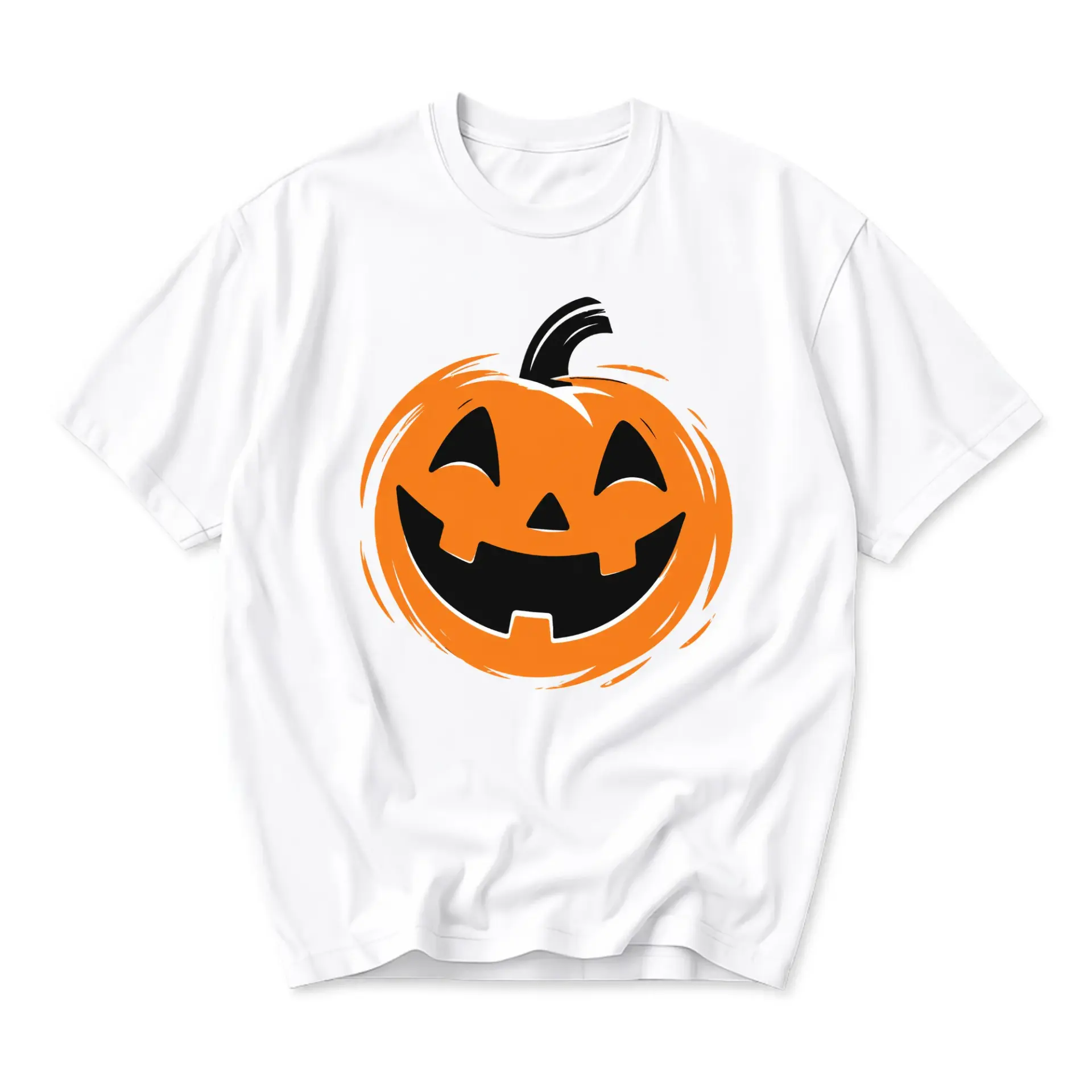 Graphic Tee Unisex Crew Neck Pumpkin Face Print Short Sleeve Casual Everyday Halloween Inspired Autumn Apparel