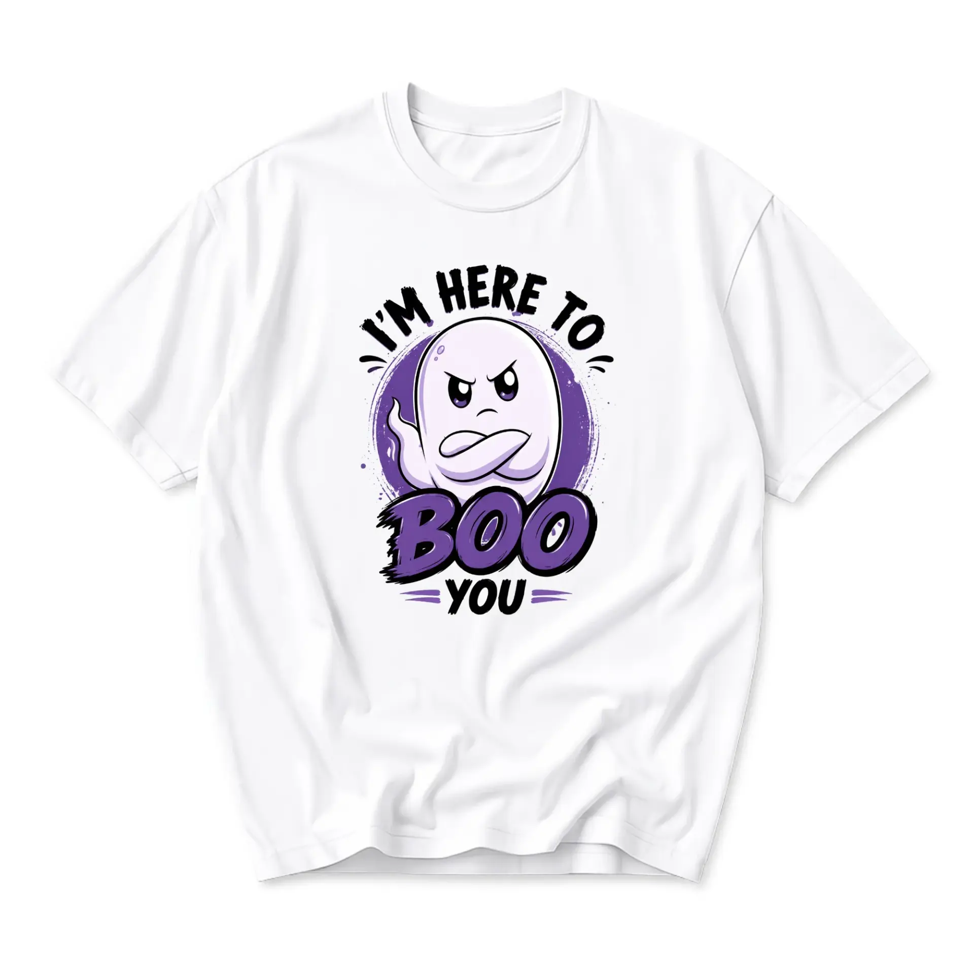 Funny Shirt I Am Here to Boo You Ghost Graphic Tee Unisex Casual Crew Neck Soft Cotton Blend Apparel White