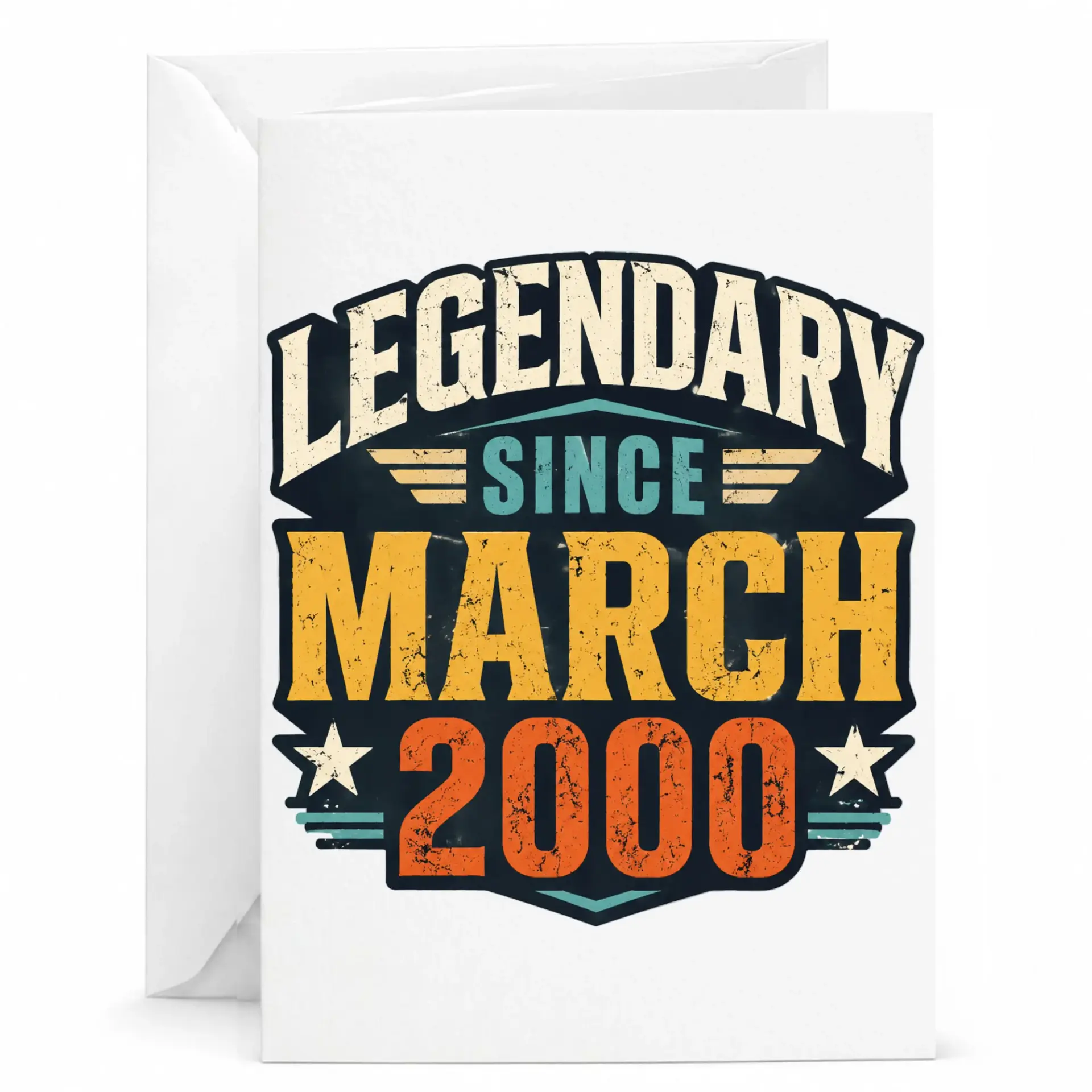Birthday Card Legendary Since March 2000 Vintage Style Greeting Card for Milestone Celebration Anniversary Keepsake