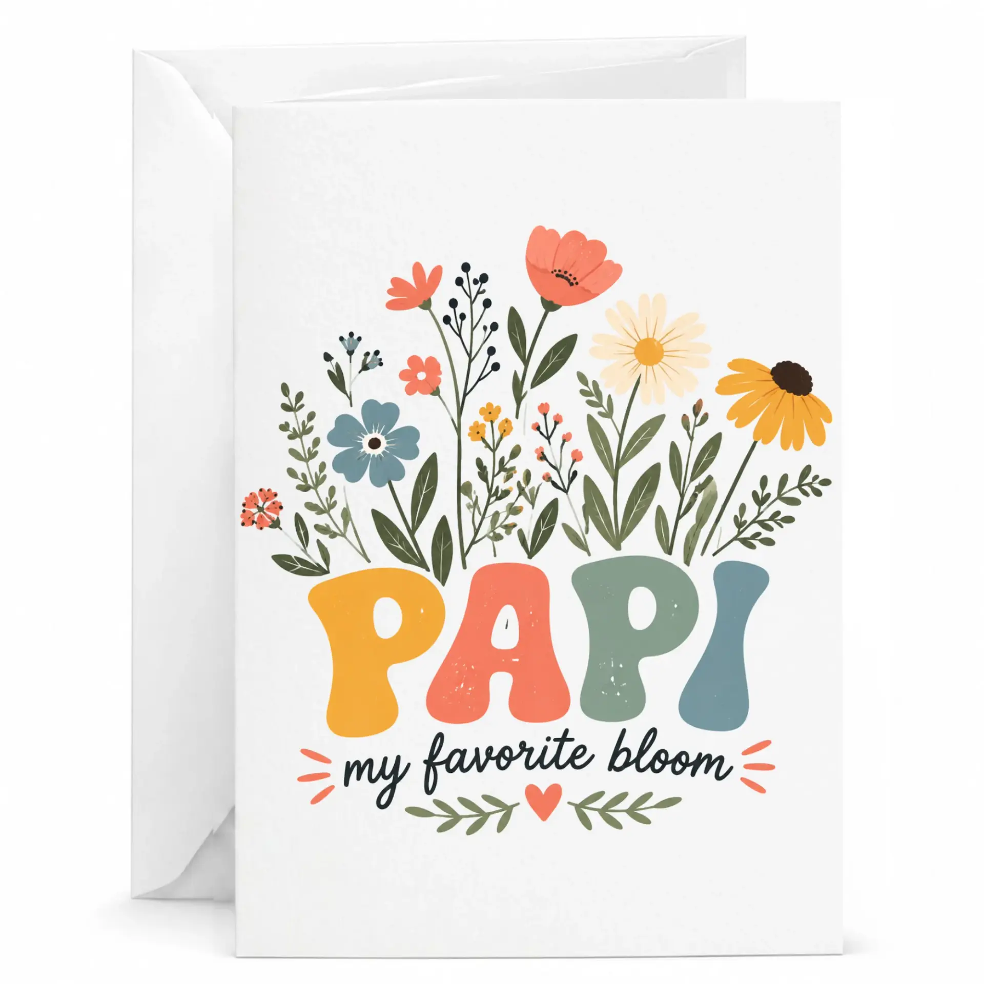 Greeting Card Papi My Favorite Floral Design Professional Matte Finish Folded Note for Special Occasions