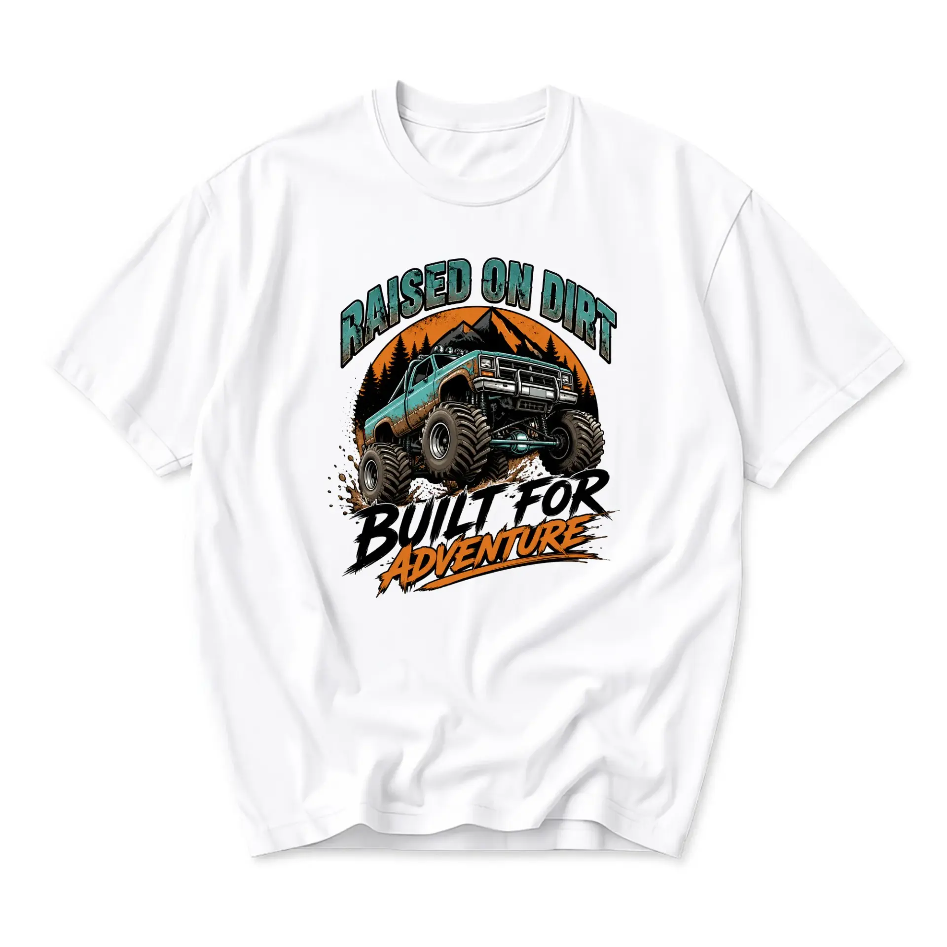 Graphic Tee Raised on Dirt Built for Adventure Off Road Truck Illustration Unisex Casual Crew Neck Cotton T-Shirt