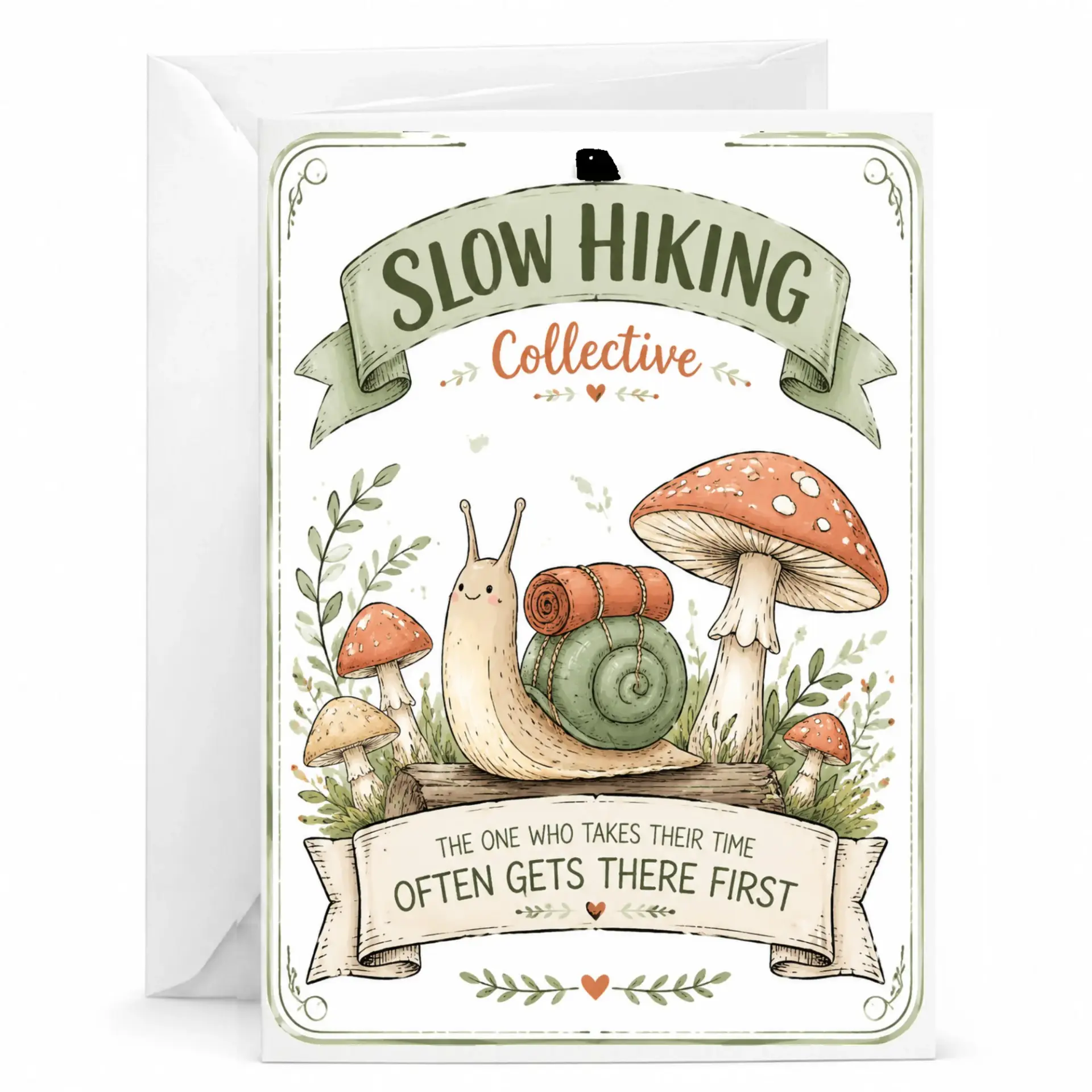 Funny Greeting Card Slow Hiking Collective Snail Nature Lovers Humor Stationery with Envelope for Various Special Occasions