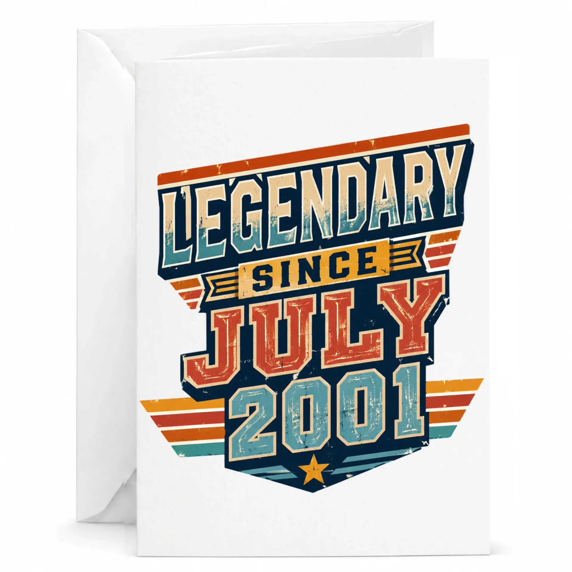 Greeting Card Legendary Since July 2001 Vintage Retro Style Birthday Party Celebration Stationery Note for Milestone