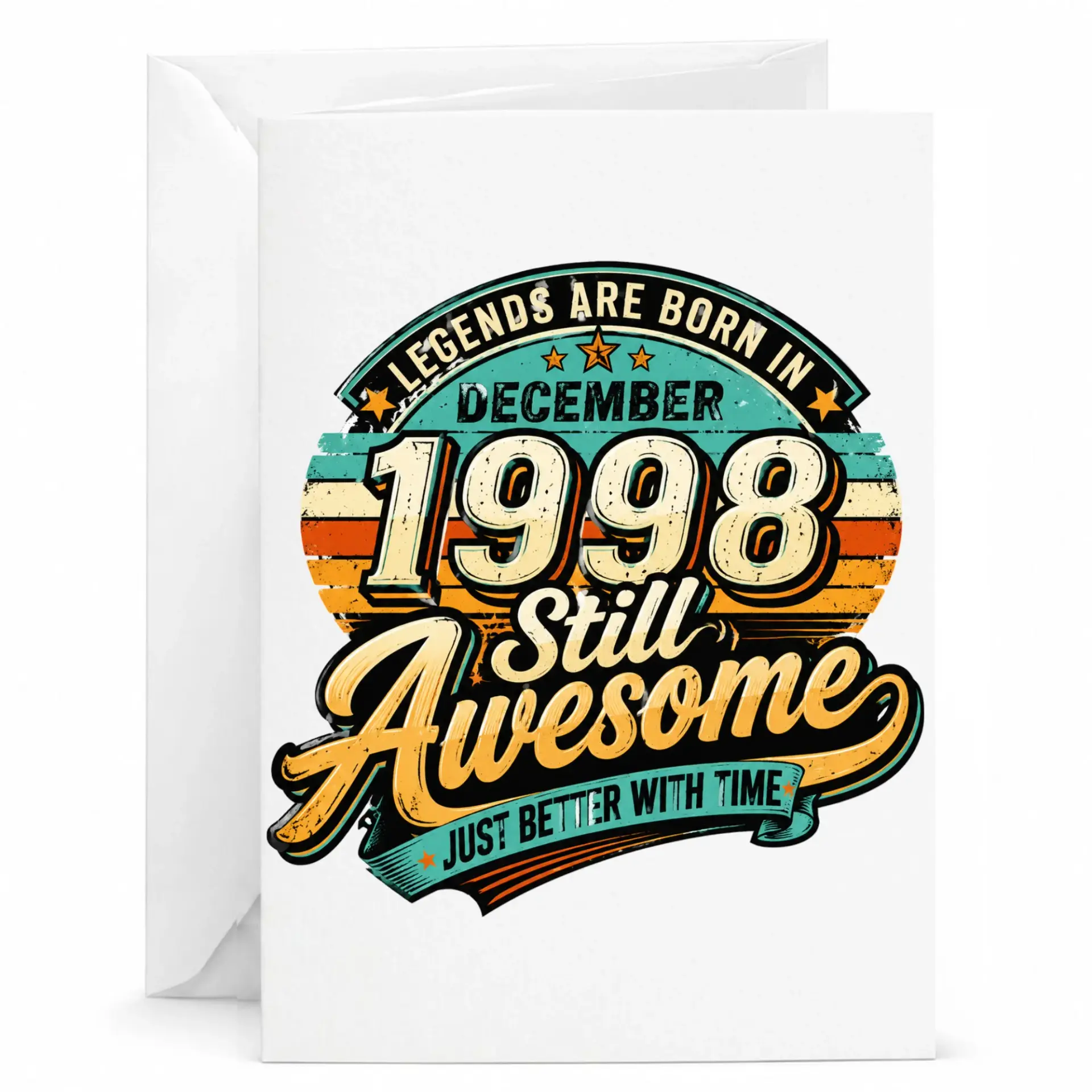 Birthday Card December 1998 Vintage Style Legends Are Born in December Still Awesome Just Better with Time Greeting