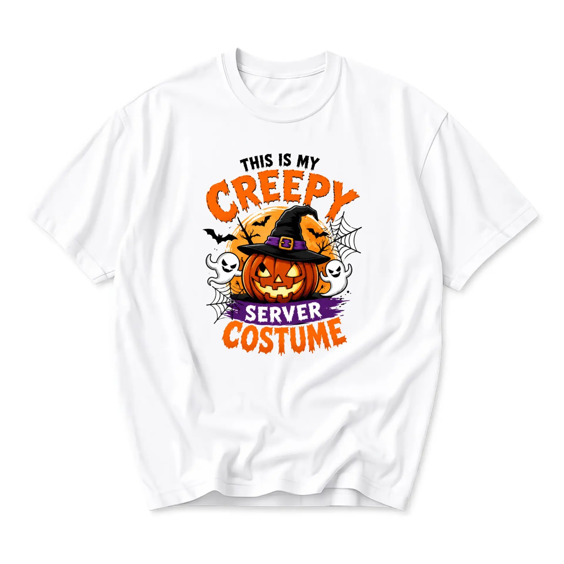 Funny Shirt Halloween Graphic Tee for Food Service Workers This Is My Creepy Server Costume Unisex Casual Crewneck