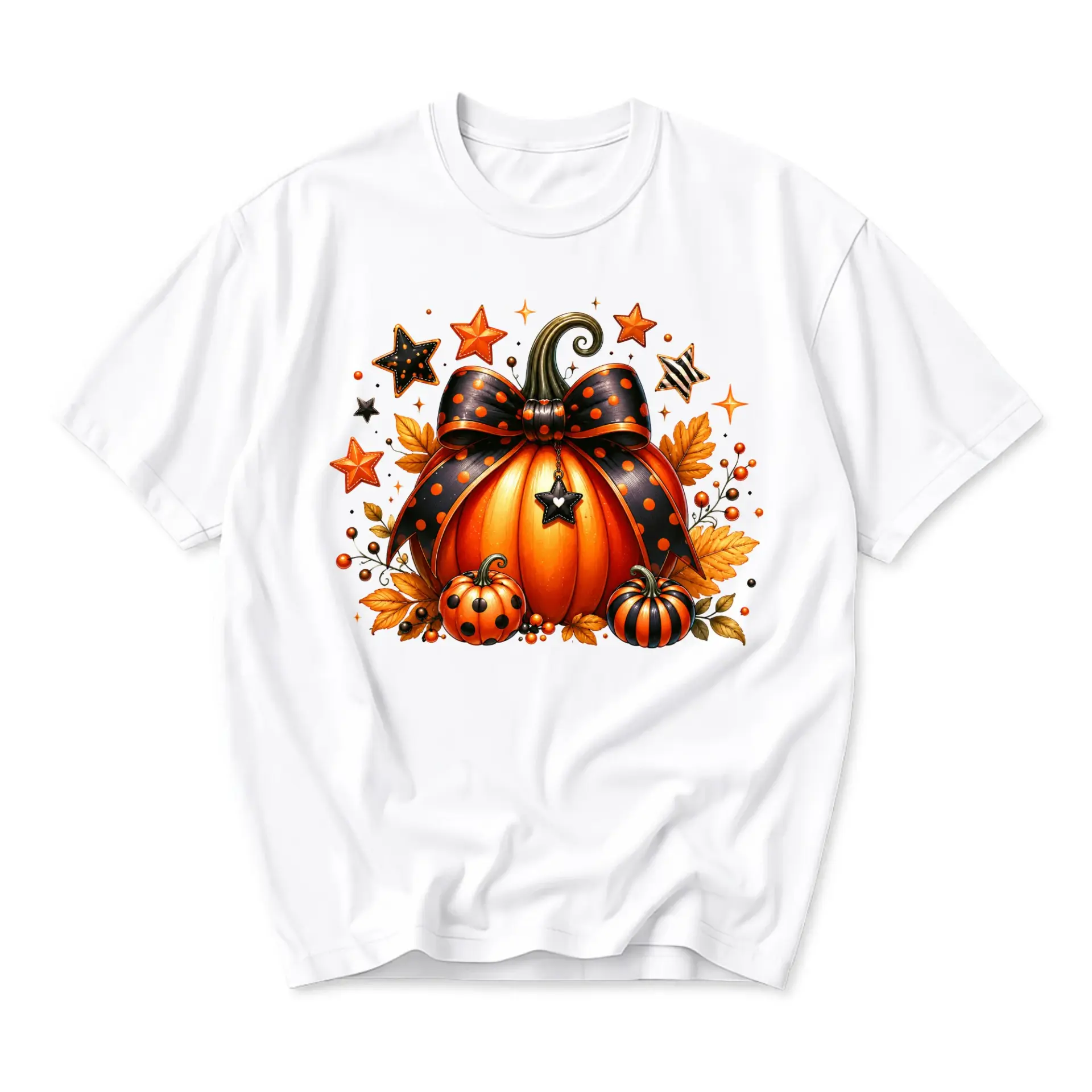 Graphic Tee Unisex Crew Neck Short Sleeve Shirt Fall Pumpkin Design Soft Breathable Cotton Blend Everyday Apparel