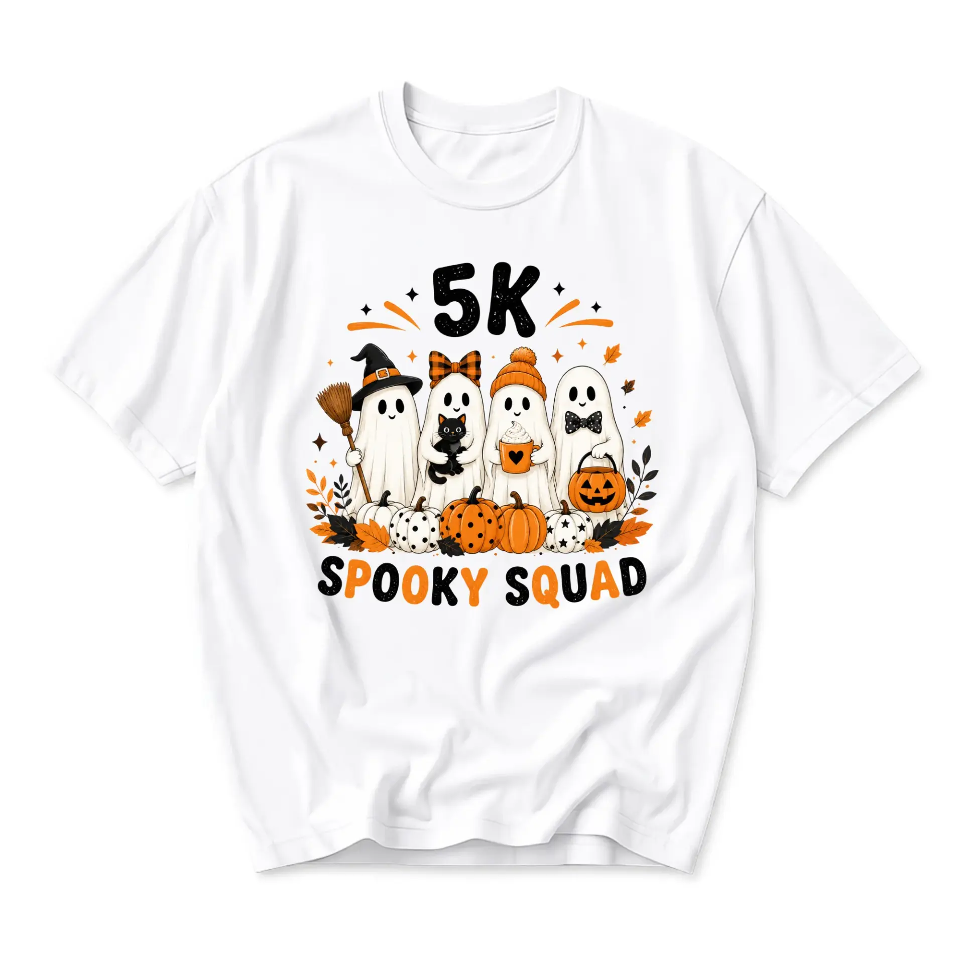 Graphic Tee Spooky Squad 5k Halloween Shirt Unisex Cotton Casual Crew Neck Top for Fall Season Autumn Holiday Gift