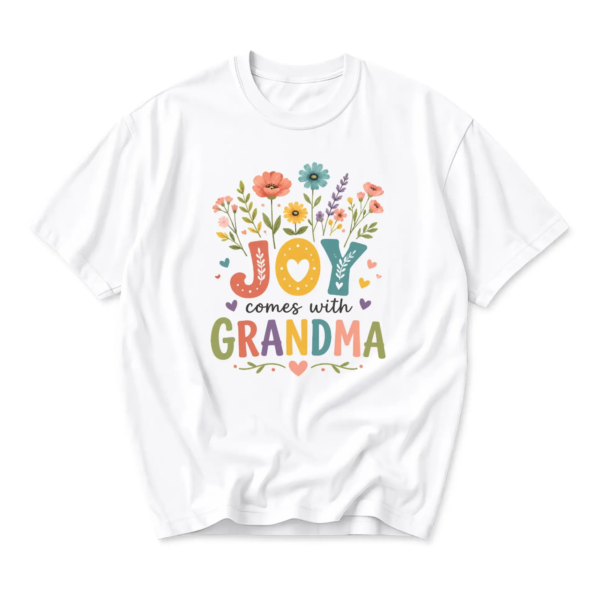 Graphic Comes with Grandma Floral Botanical Print Unisex Casual Crew Neck