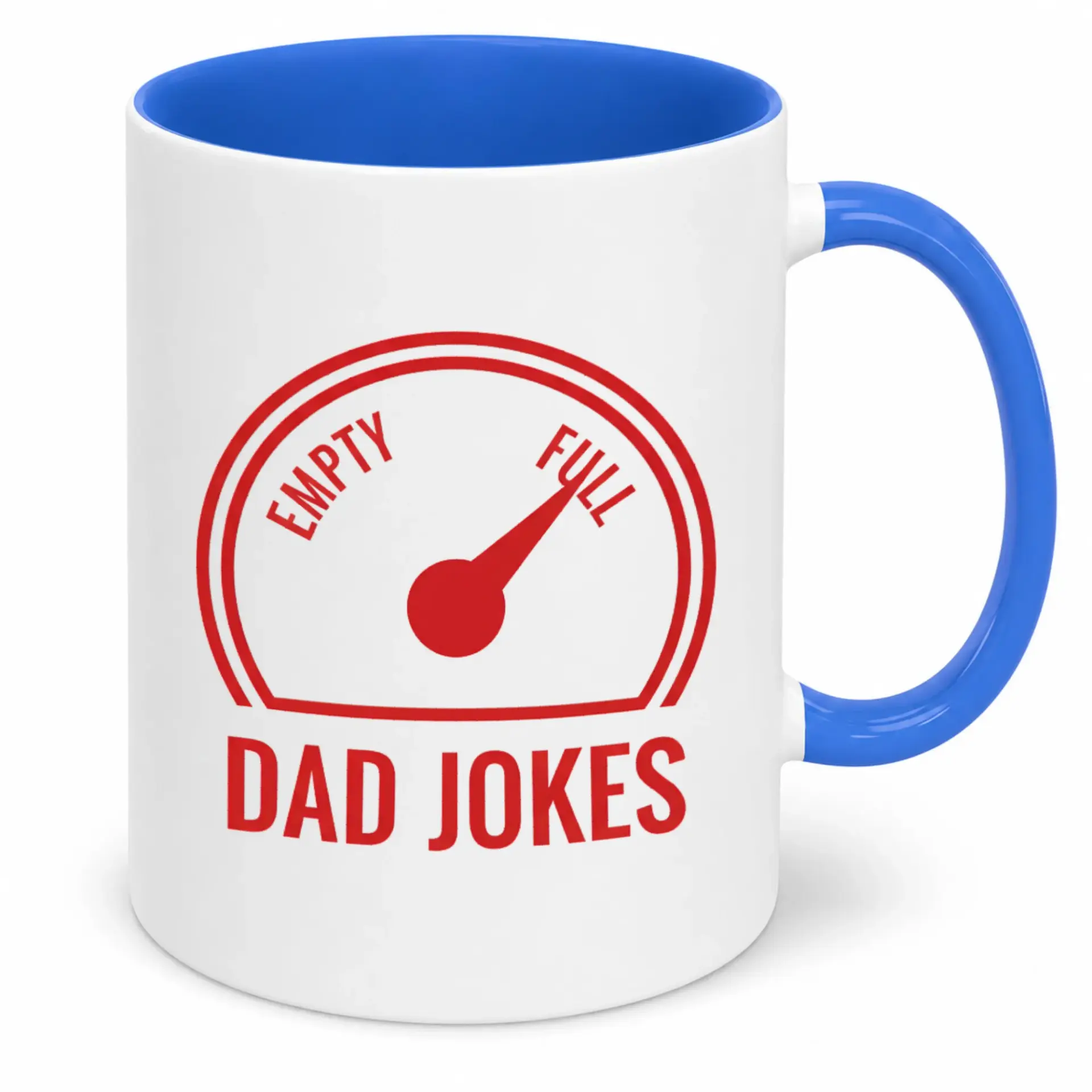Funny Dad Jokes Coffee Mug Humorous Ceramic Beverage Cup for Fathers White and Blue Design 11 Oz or 15 Oz Option Novelty Gift