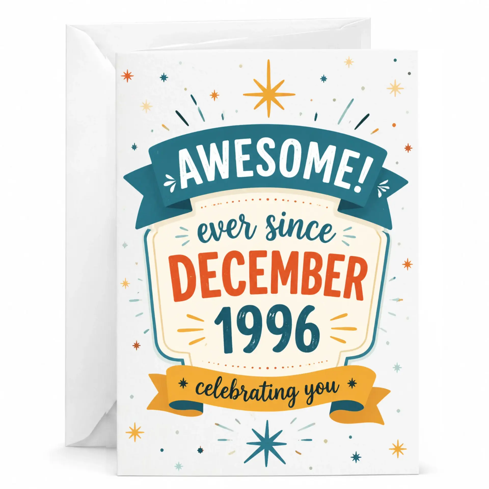 Birthday Card Awesome Ever Since December 1996 Greeting Card for Milestone Birthday Celebration with Matching White Envelope