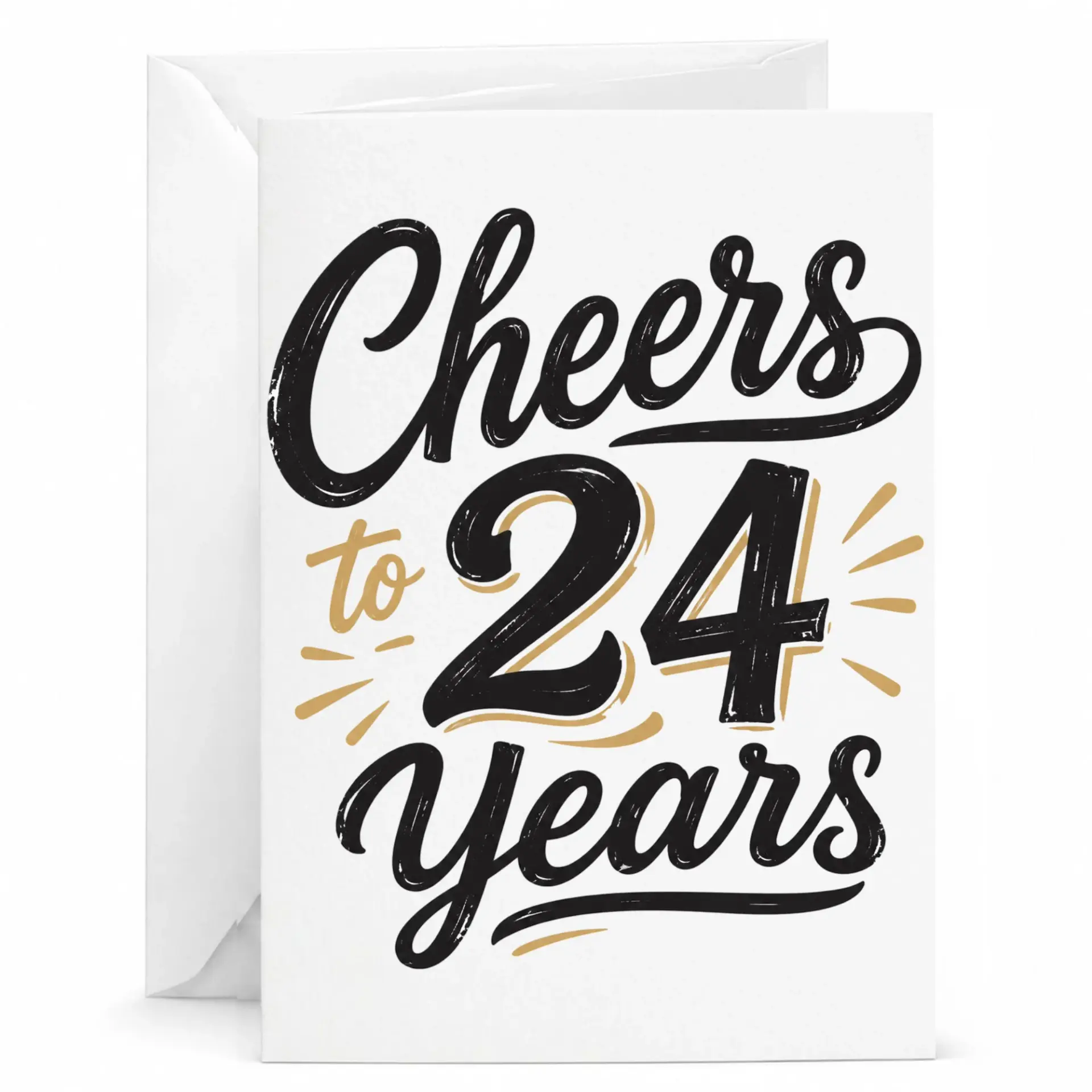 Greeting Card Cheers to 24 Years Elegant Typography Anniversary Birthday Milestone Celebration Greeting Card with Envelope