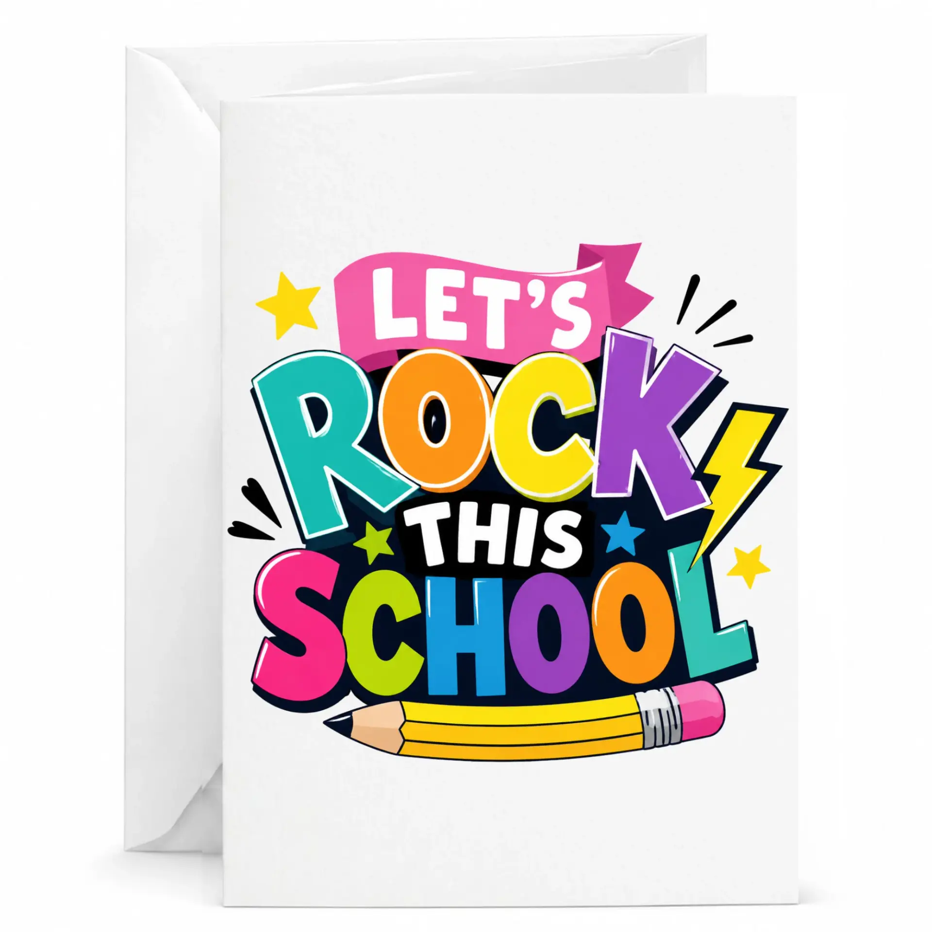 Personalized Greeting Card Let's Rock This School Encouragement Note