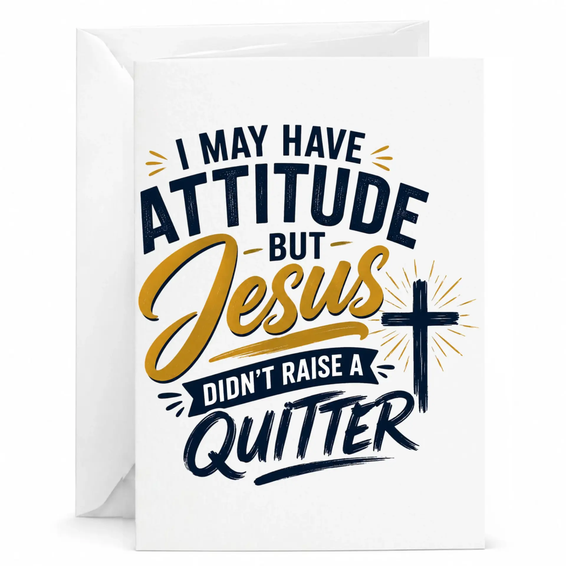 Funny Greeting Card I May Have Attitude but Jesus Did Not Raise a Quitter