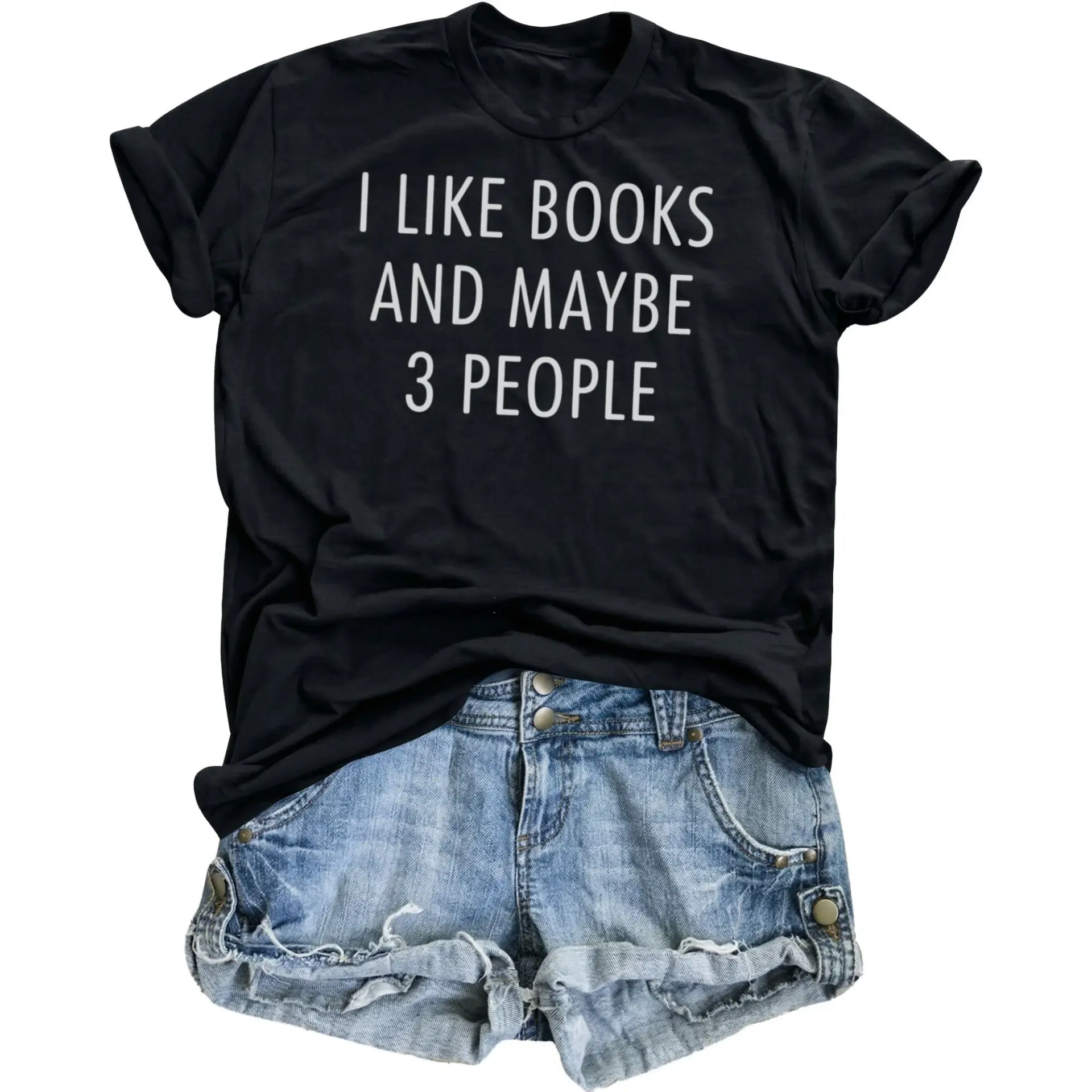 Funny Graphic Tee Unisex Cotton Blend Shirt Featuring I Like Books and Maybe 3 People Sarcastic Reading Enthusiast