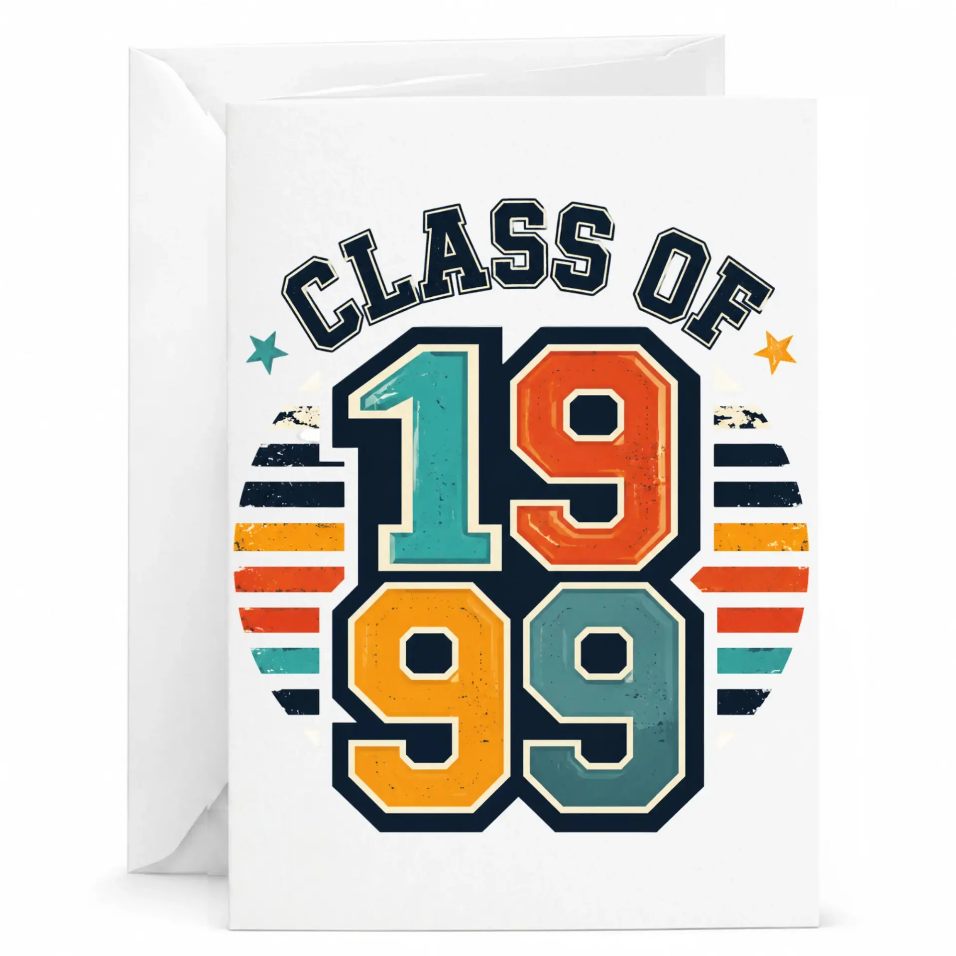 Greeting Card Class of 1999 Vintage Retro Style Birthday Milestone Celebration Anniversary Stationery 5x7 Folded Card