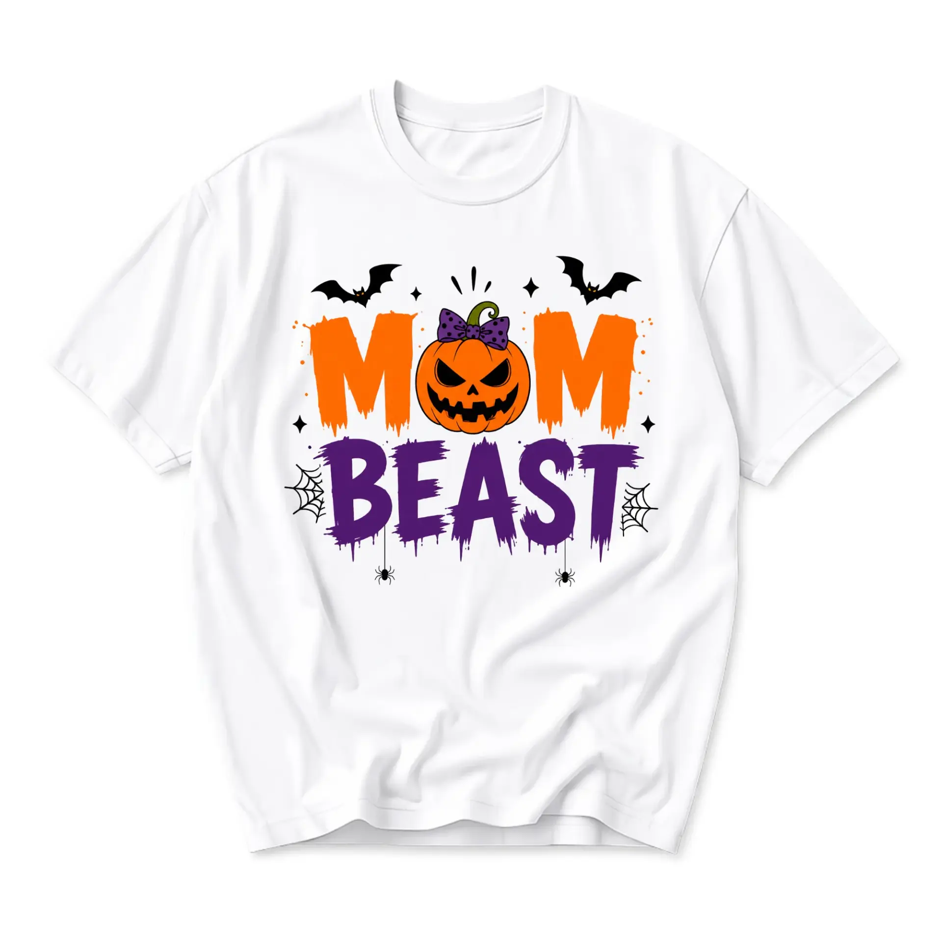 Graphic Tee Mom Beast Halloween Pumpkin Spooky Unisex Crew Neck T-Shirt for Casual Everyday Wear and Seasonal Outfits