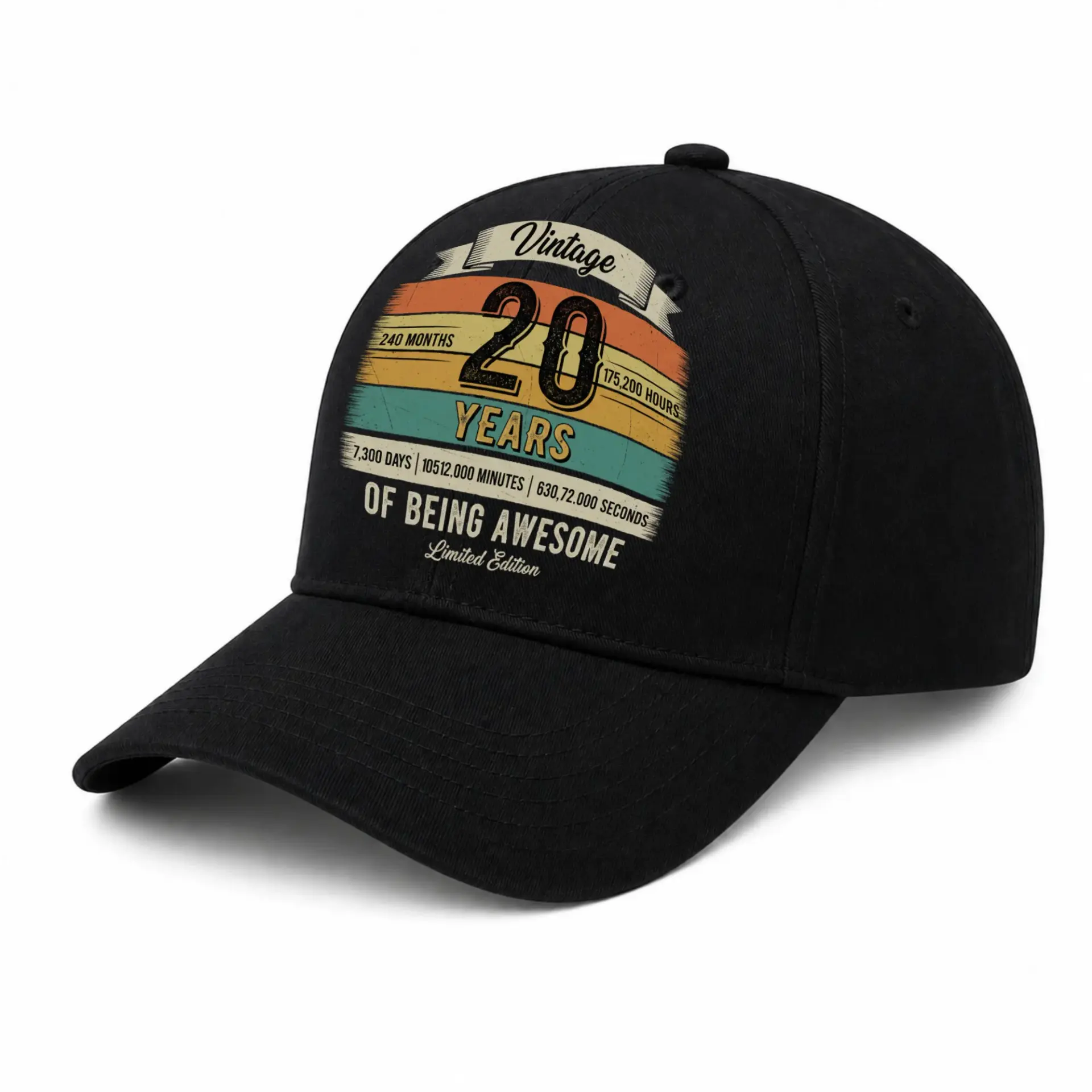 Baseball Cap Vintage 20 Years of Being Awesome Retro Graphic Print Hat