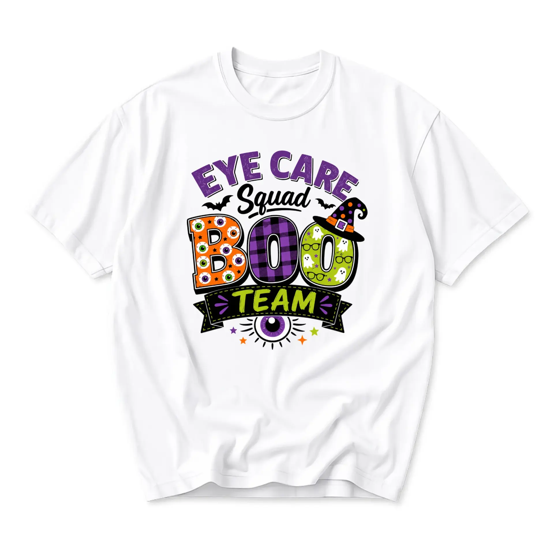 Funny Shirt Eye Care Squad Boo Team Halloween Graphic Tee Unisex Crew Neck Casual Everyday Holiday Apparel for Professionals