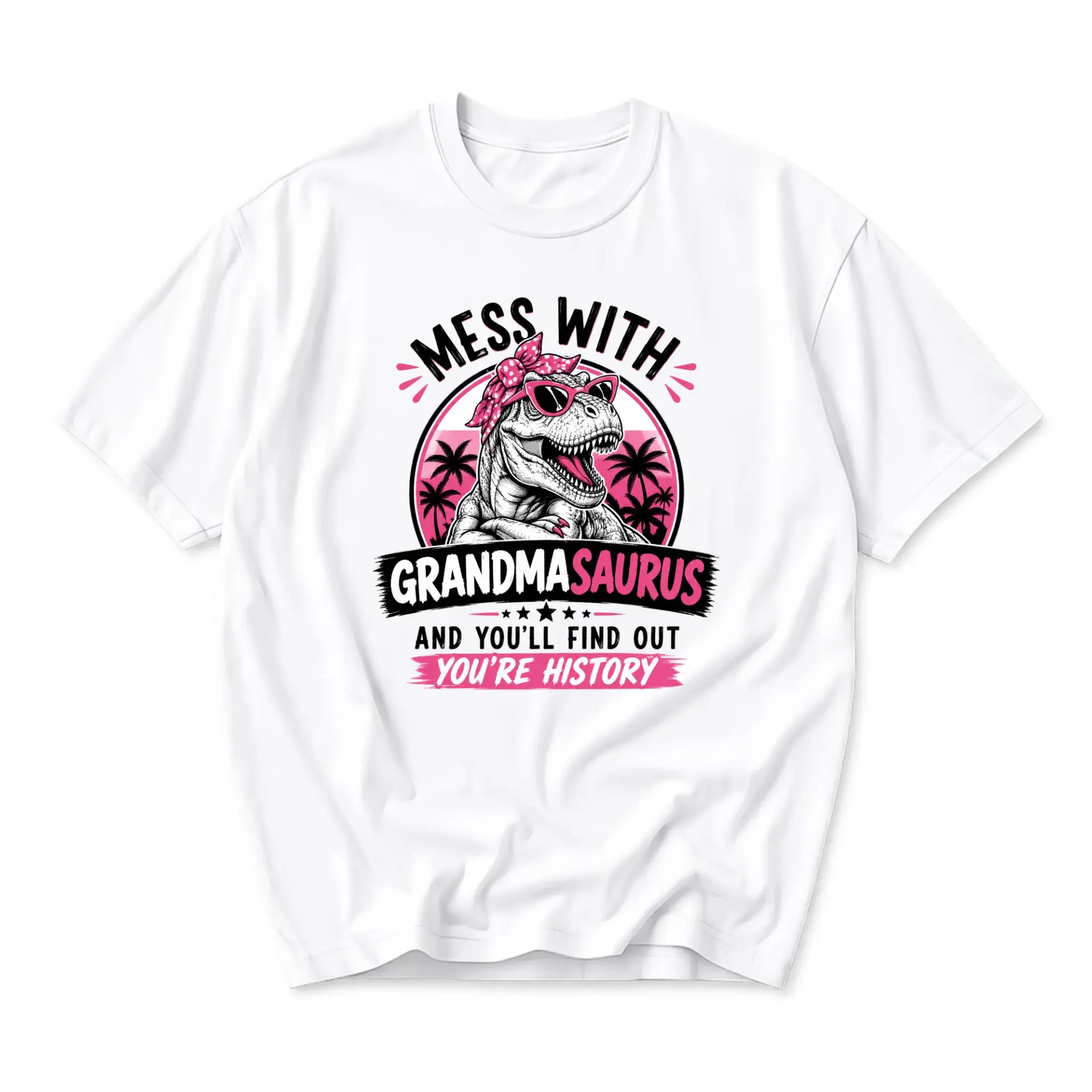 Funny Shirt Grandma Saurus Rex Graphic Tee Retro Unisex Crew Neck Casual