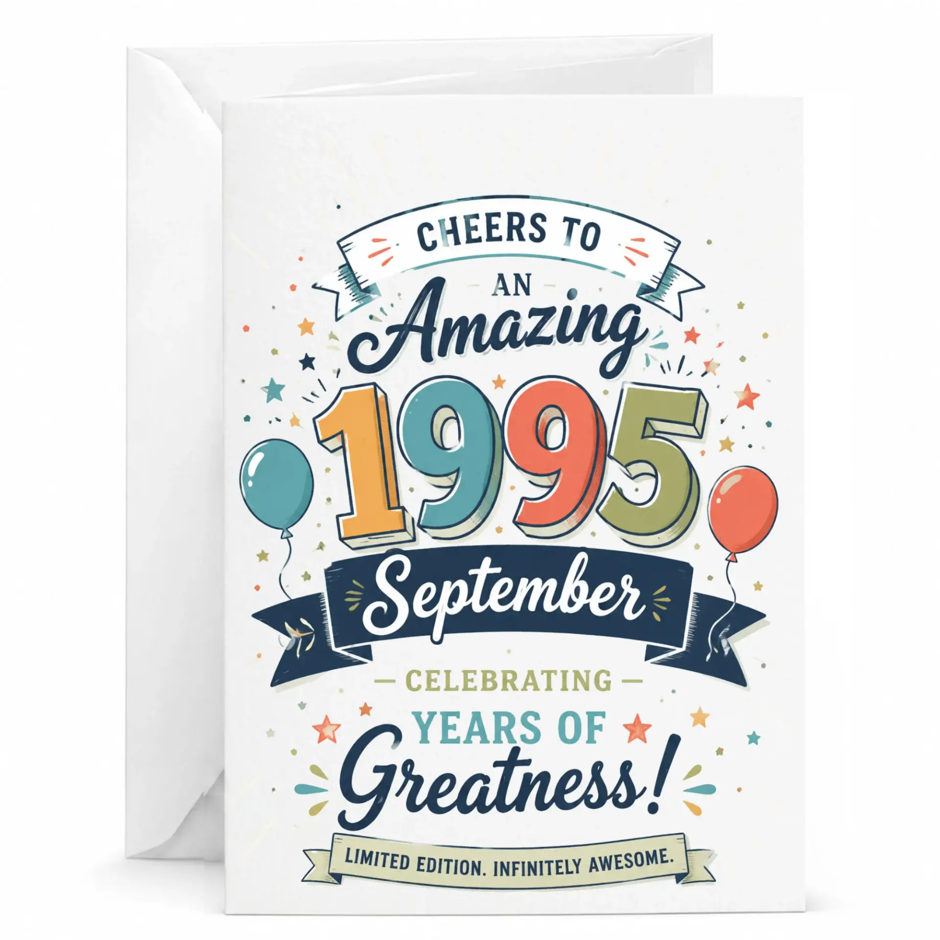 Birthday Card Celebrating September 1995 Milestone Vintage Style Greeting Card for Birthday Anniversary Milestone