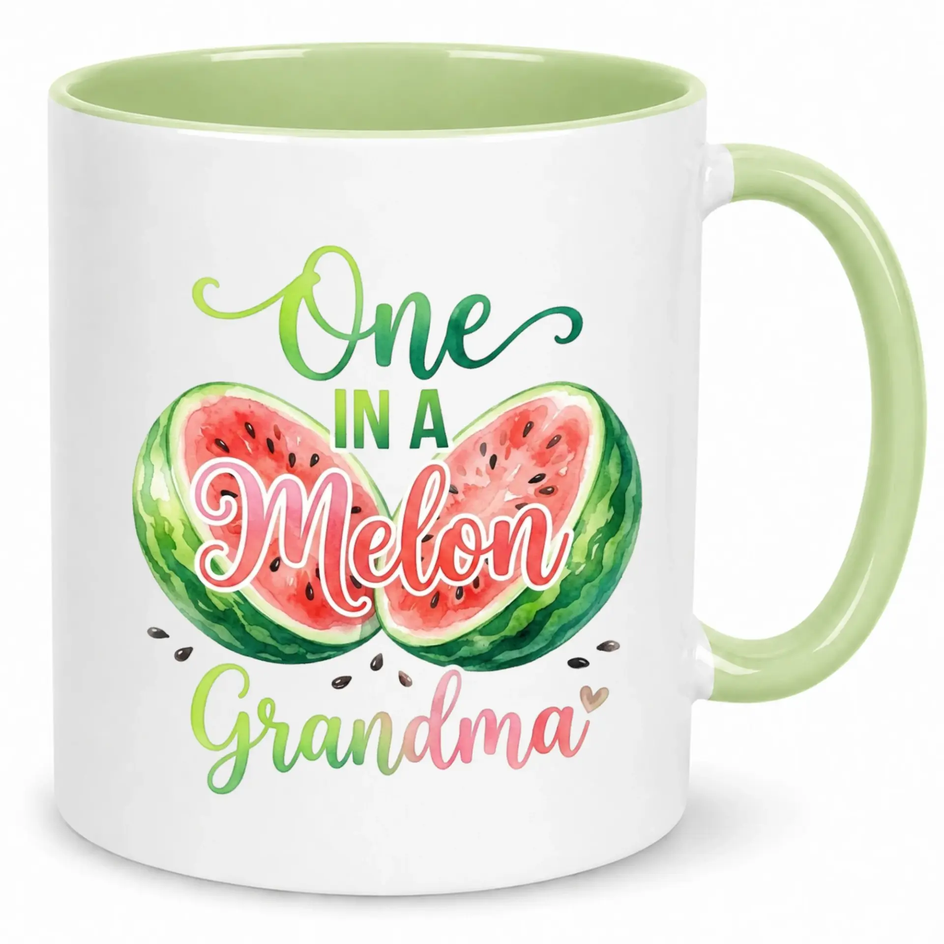Funny Watermelon Pun Coffee Mug for Grandma, Unique Ceramic Drinkware for Grandmothers, "one in a Melon" Themed Gift Mug for Special Occasions