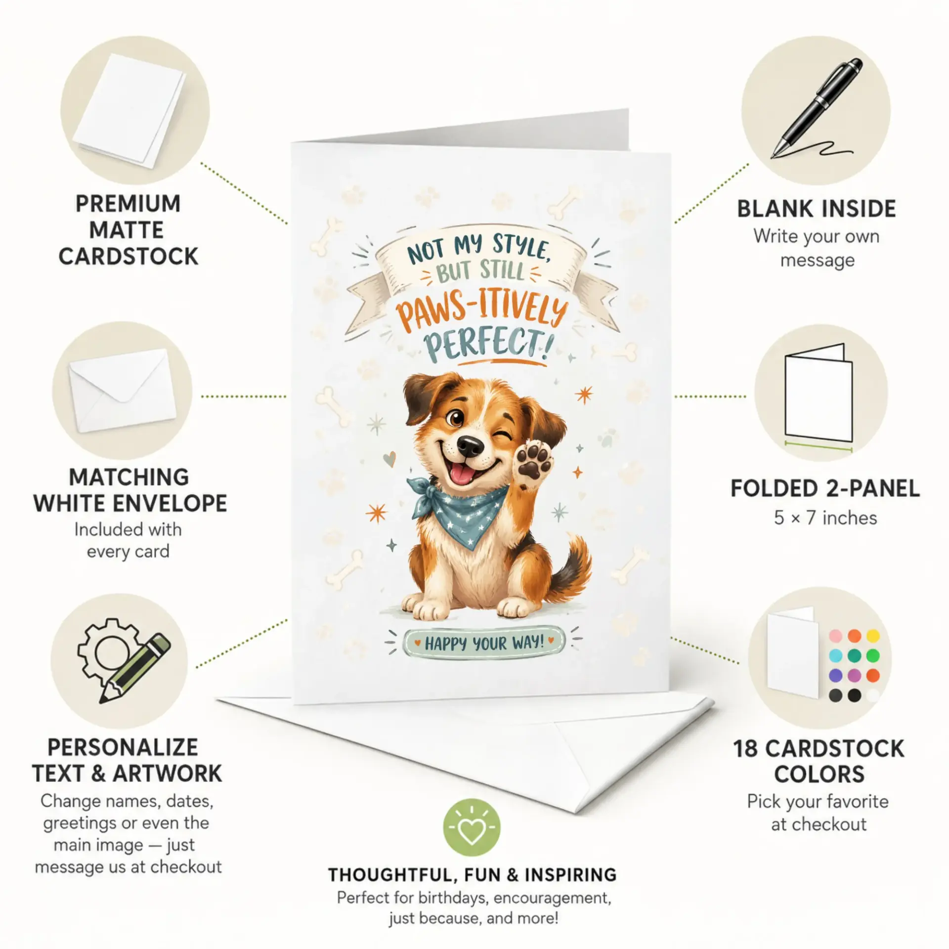Funny Greeting Card Featuring a Winking Puppy Dog Design for Birthdays and Special Occasions with Envelope