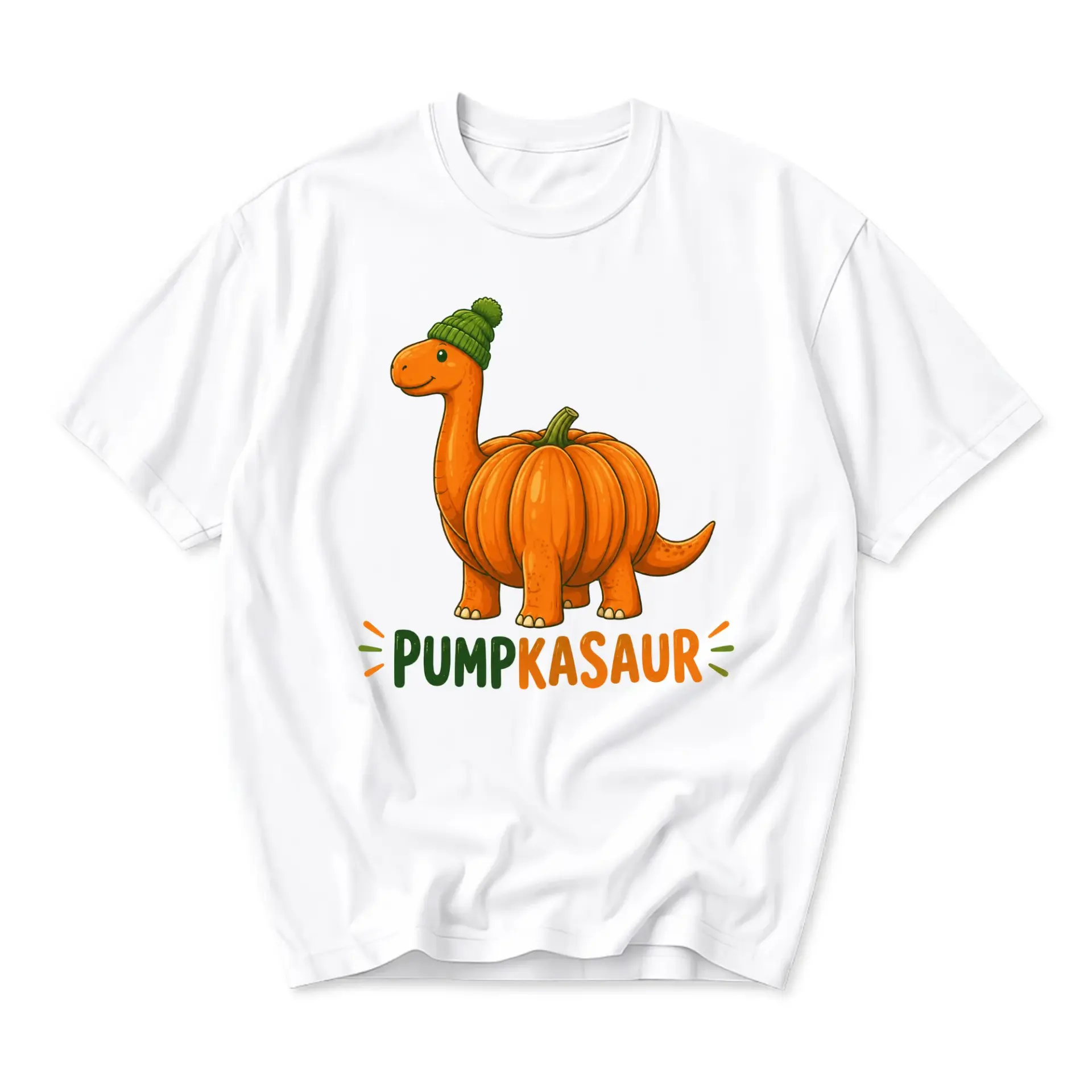 Funny Shirt Pumpkasaur Graphic Tee Unisex Crew Neck Seasonal Dinosaur Pumpkin Illustration Autumn Themed Apparel