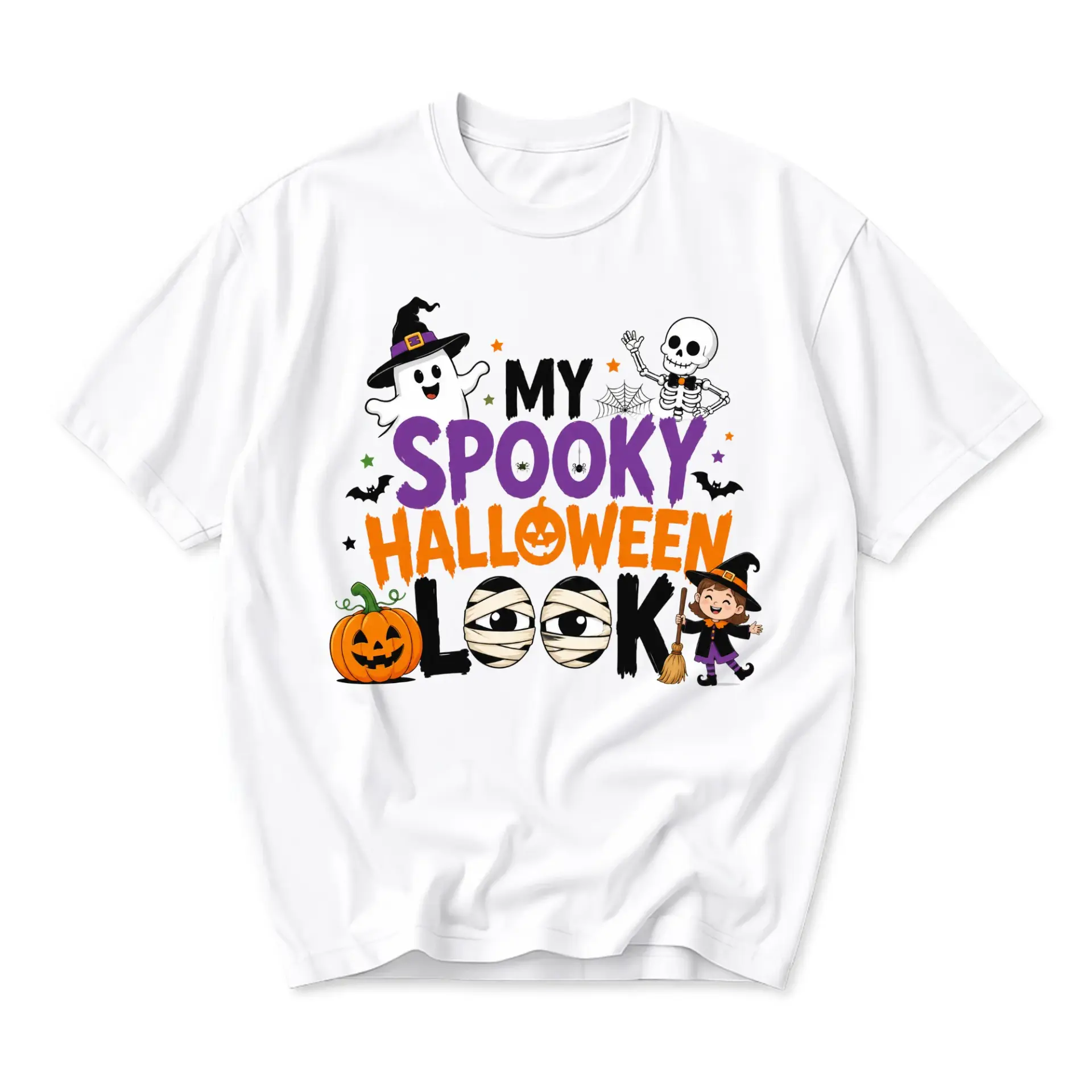 Graphic Tee My Spooky Halloween Look Unisex Crew Neck T-Shirt Short Sleeve Casual Autumn Holiday Seasonal Apparel