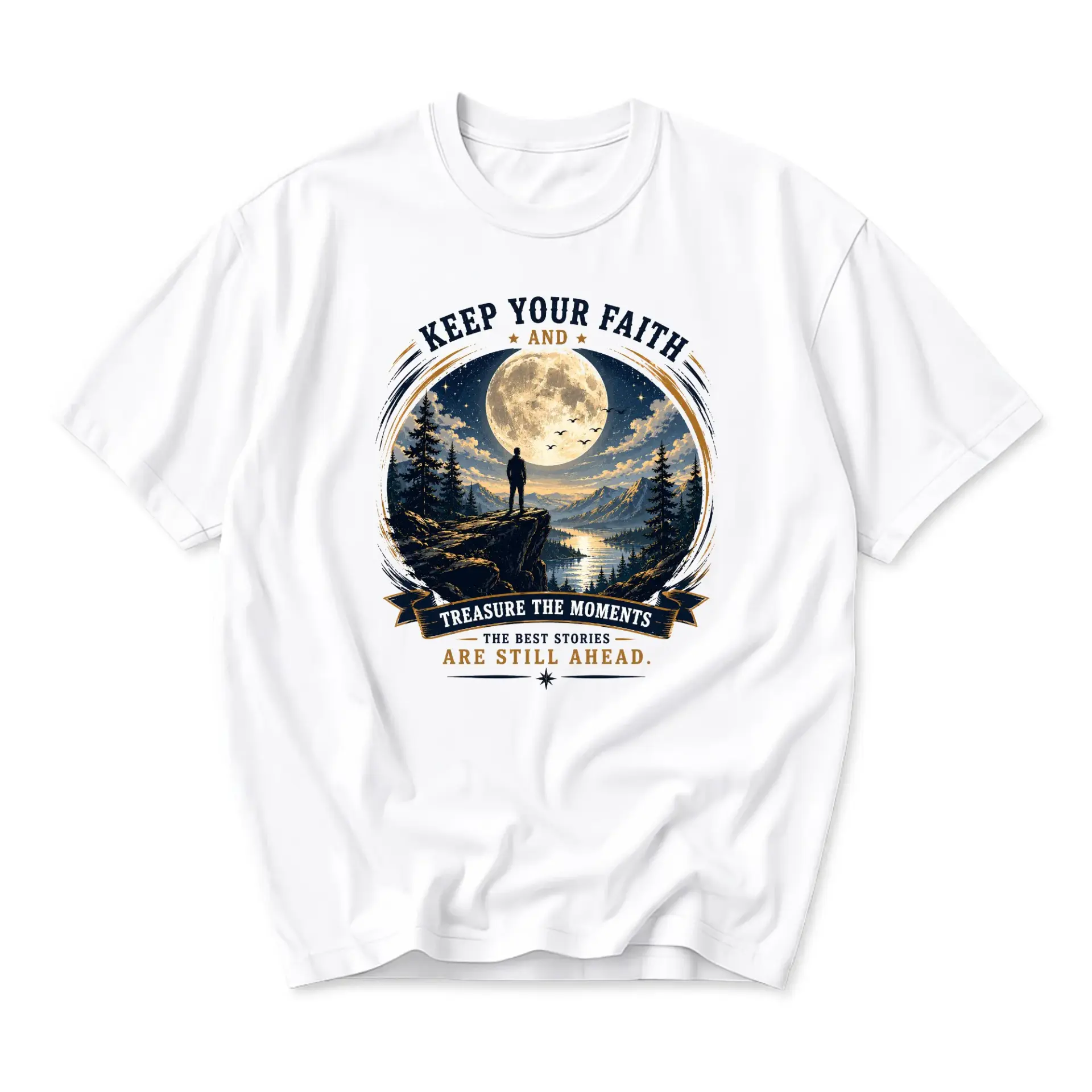Graphic Tee Keep Your Faith Nature Landscape Print Unisex Short Sleeve Crew Neck Cotton Casual Everyday Apparel
