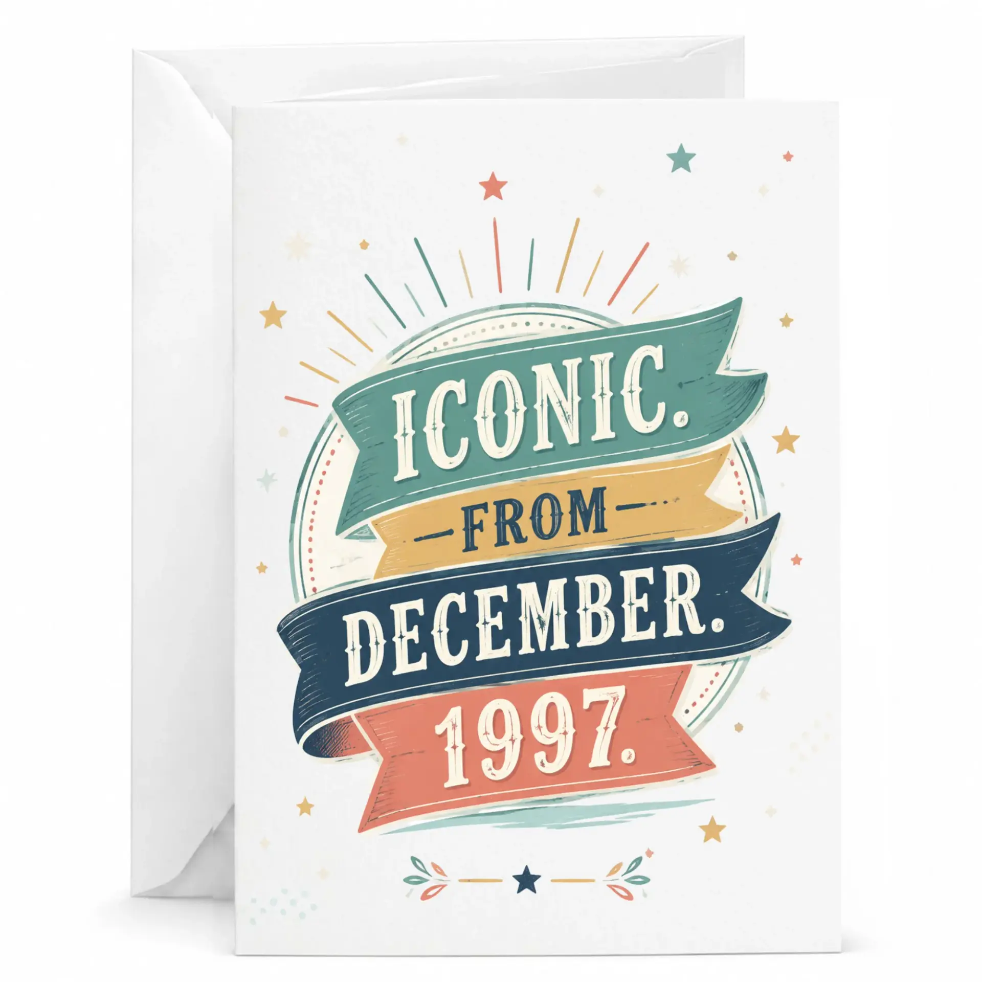 Greeting Card Iconic from December 1997 Vintage Style Birthday Card for Milestone Celebration and Anniversary Keepsake