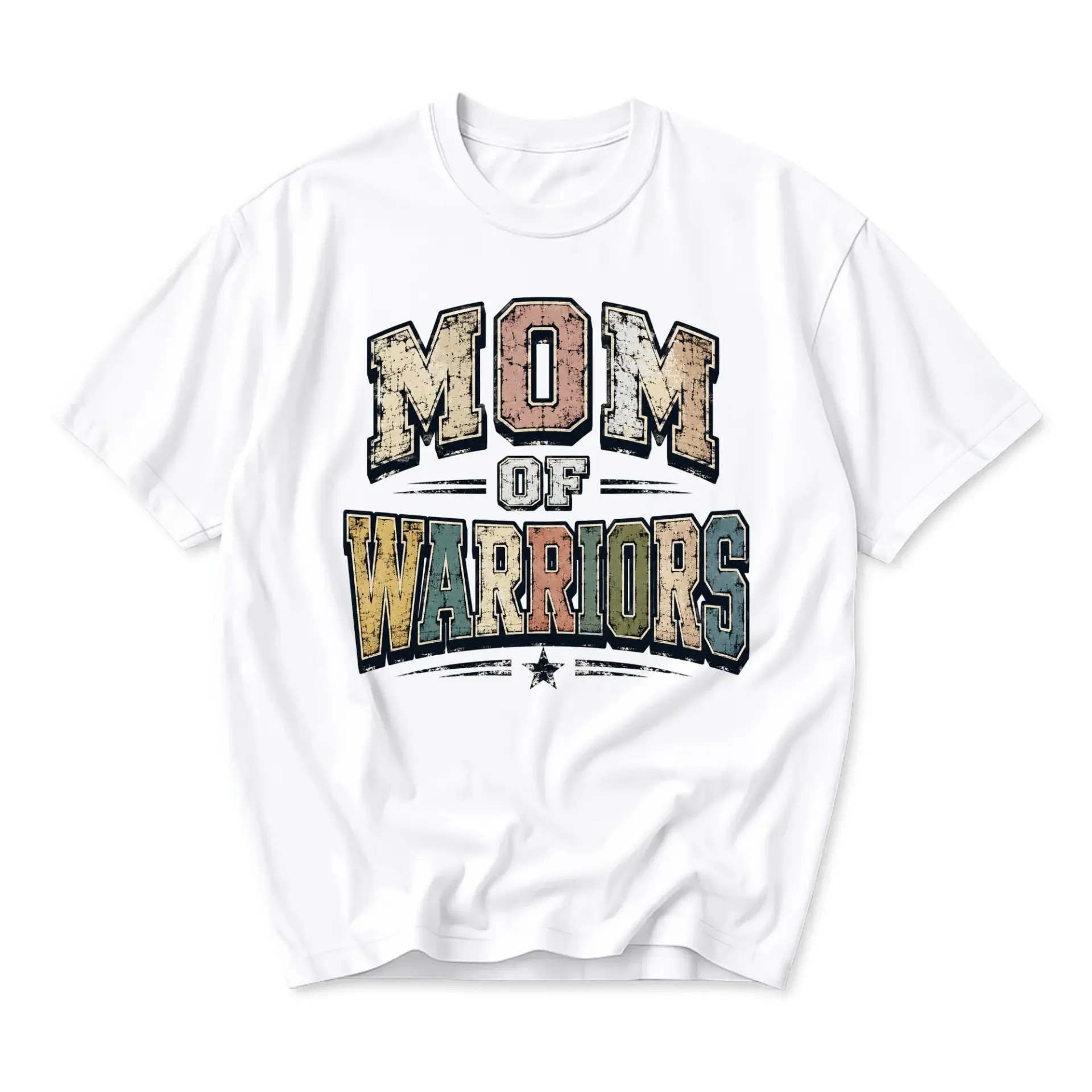 Graphic Tee Mom of Warriors Vintage Style Printed Shirt Unisex Crew Neck Apparel for Casual Everyday Wear Outfit