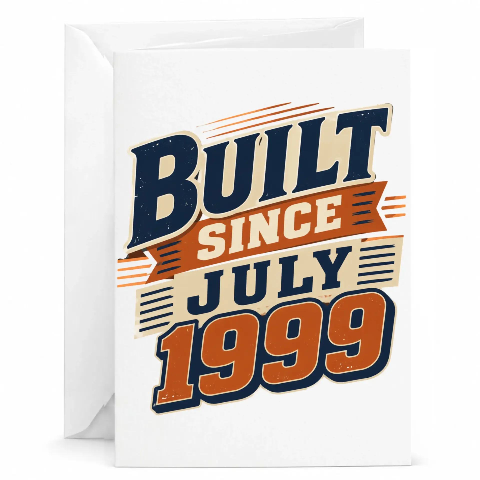 Birthday Card Built Since July 1999 Vintage Style Greeting Card for Milestone Celebration and Special Anniversary