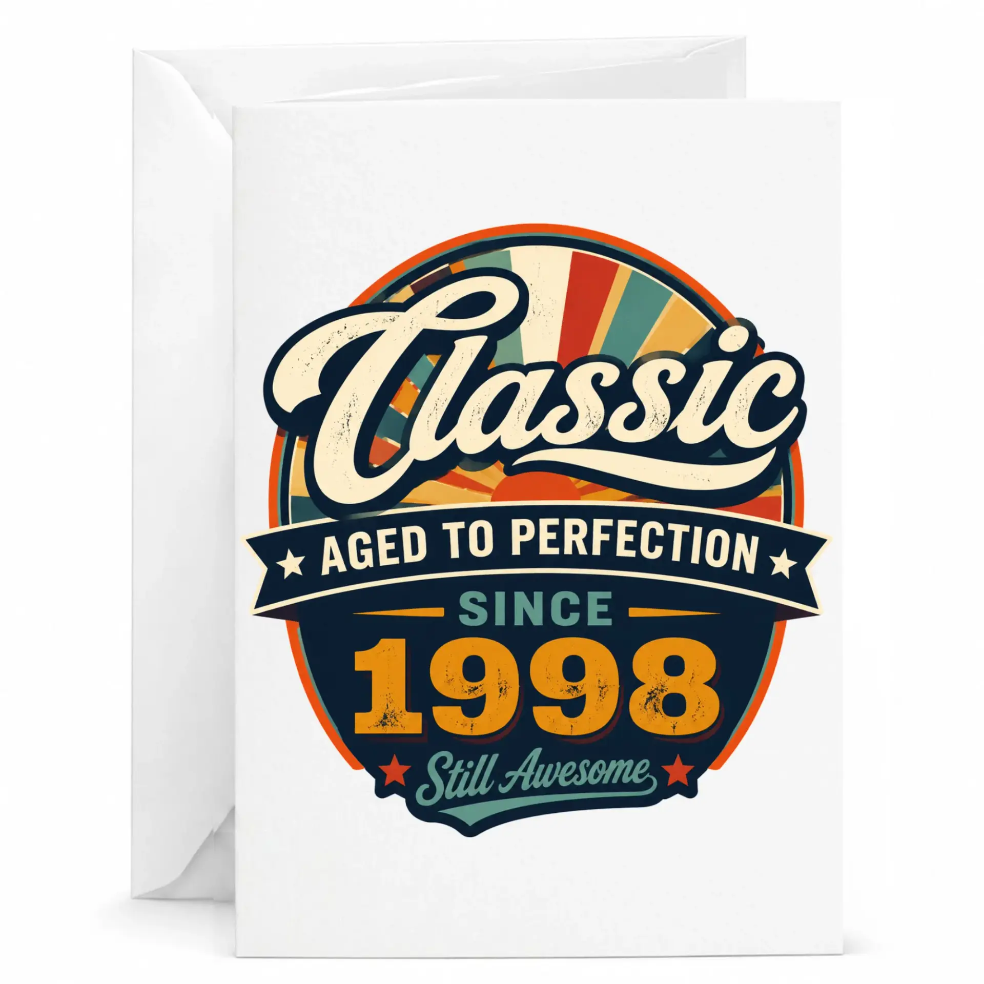 Birthday Card Classic Aged to Perfection Since 1998 Greeting Card with Envelope for Milestone Birthday Celebrations