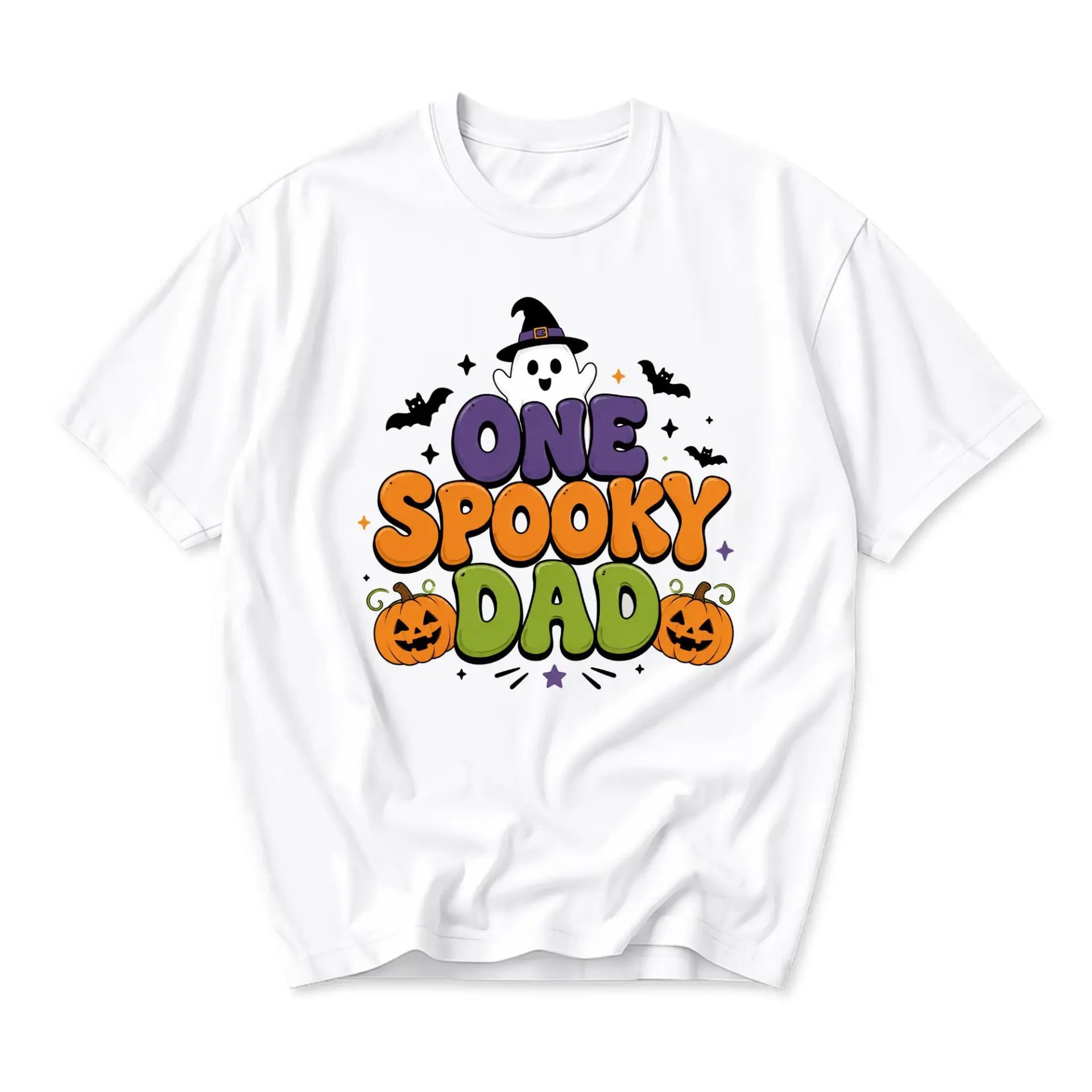 Funny Shirt One Spooky Dad Halloween Graphic Tee Unisex Crew Neck Comfortable Cotton Blend Casual Fall Apparel Top