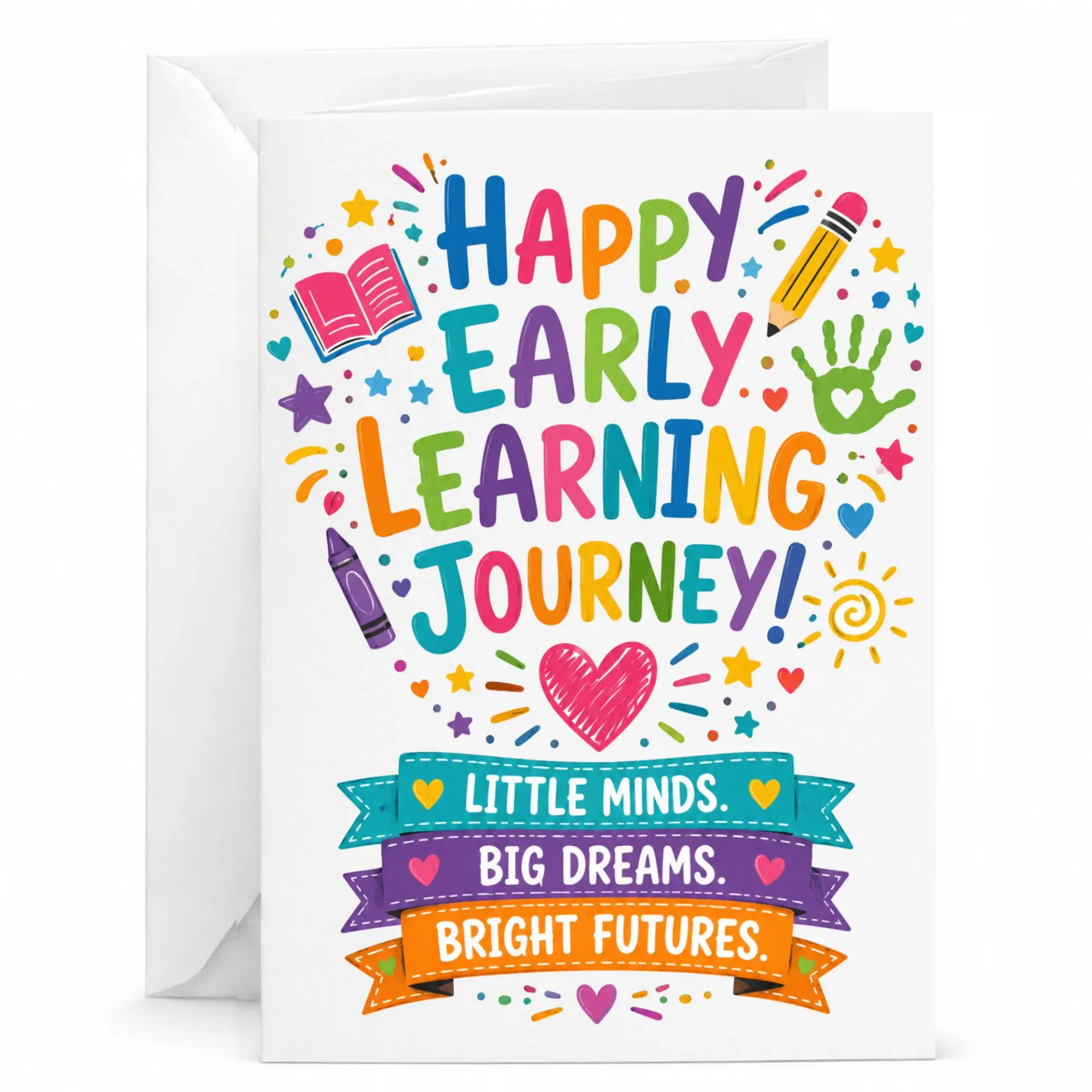 Greeting Card Happy Early Vibrant Educational Theme Motivational for and