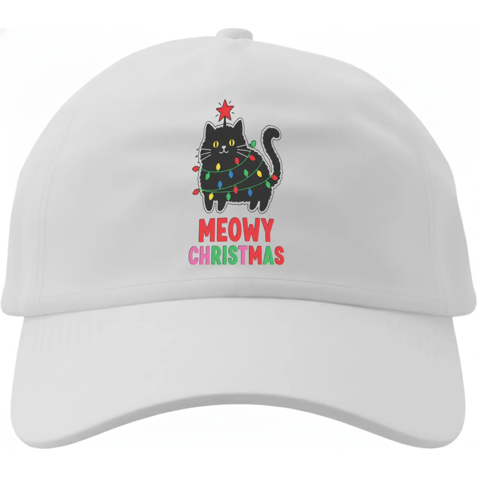 Baseball Cap Funny Holiday Cat Design Embroidered Cotton Hat with Adjustable Closure for Casual Winter Daily Wear