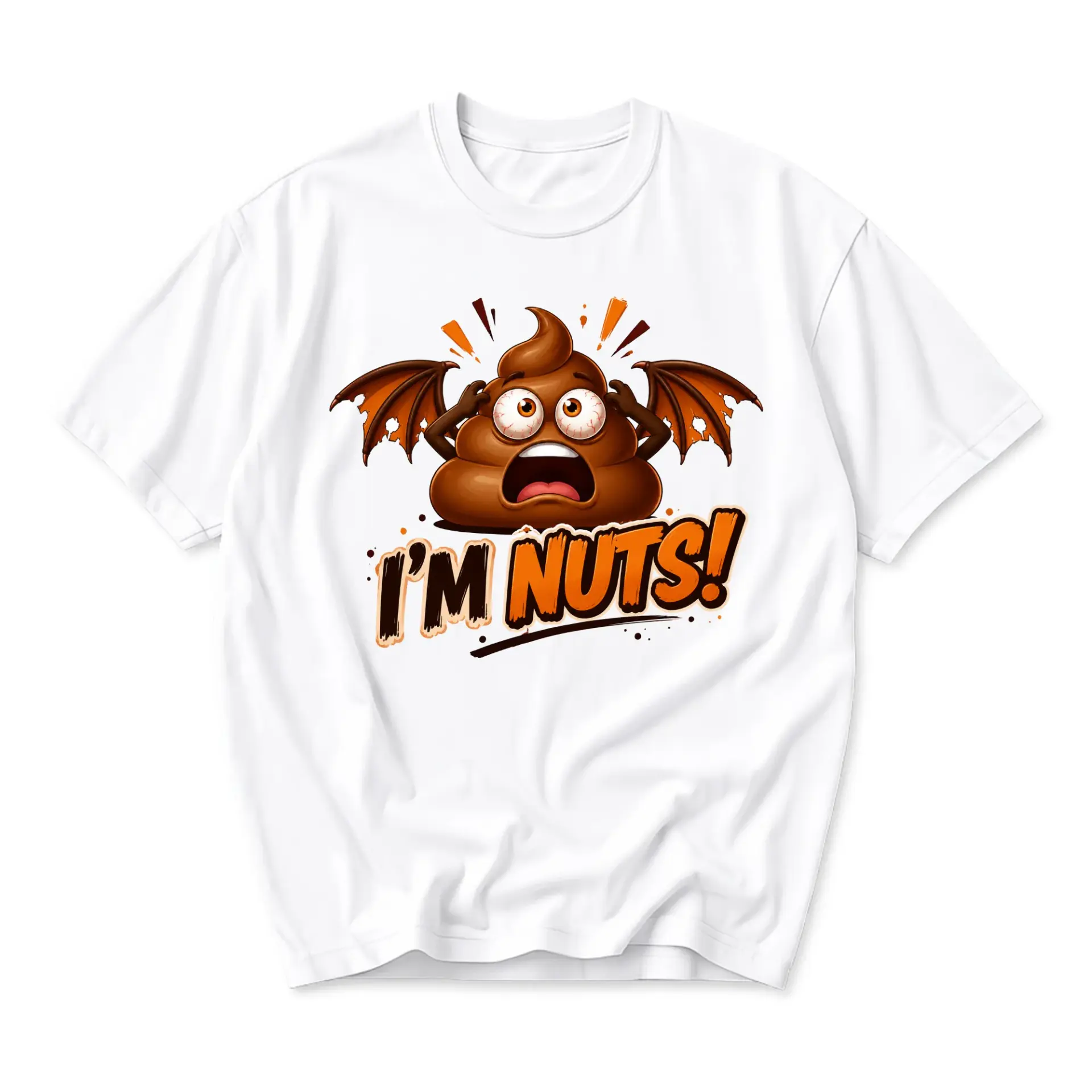 Funny Shirt I Am Nuts Graphic Tee Humorous Winged Character Print Unisex Casual Crew Neck Soft Cotton Blend Top