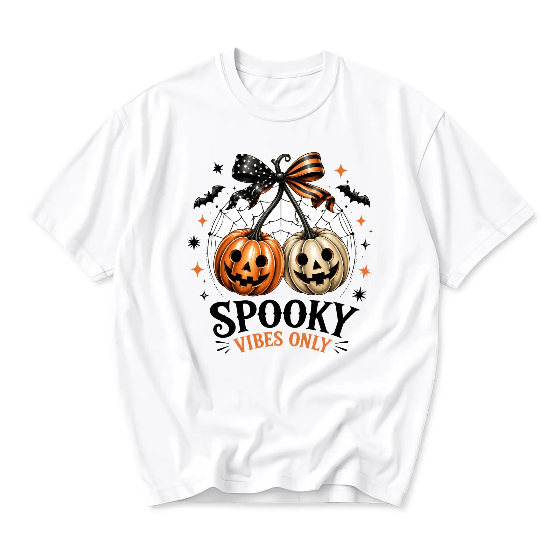 Graphic Tee Spooky Vibes Only Halloween Pumpkin Unisex Shirt for Everyday Casual Wear and Autumn Season Celebration