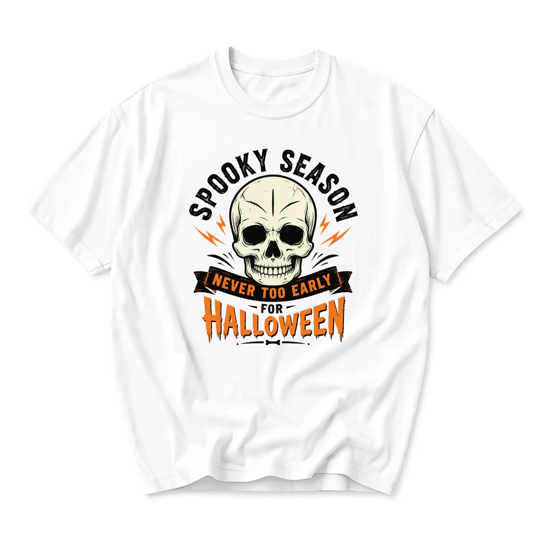 Graphic Tee Spooky Season Skull Design Unisex Casual Cotton Crew Neck Shirt for Halloween Lovers and Fall Enthusiasts