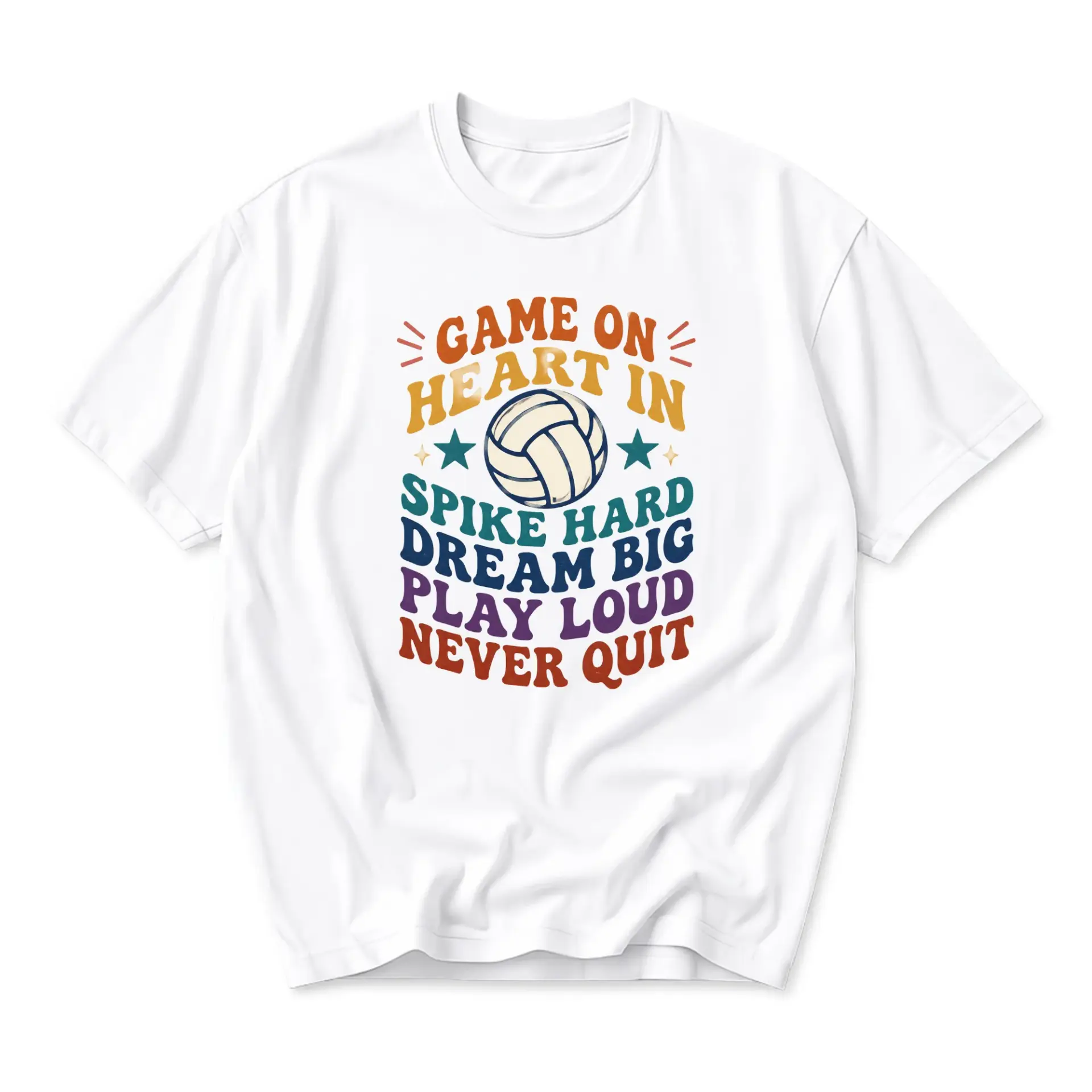 Graphic Tee Volleyball Inspirational Quote Shirt Retro Sport Themed Unisex Crew Neck Short Sleeve Casual Cotton Top