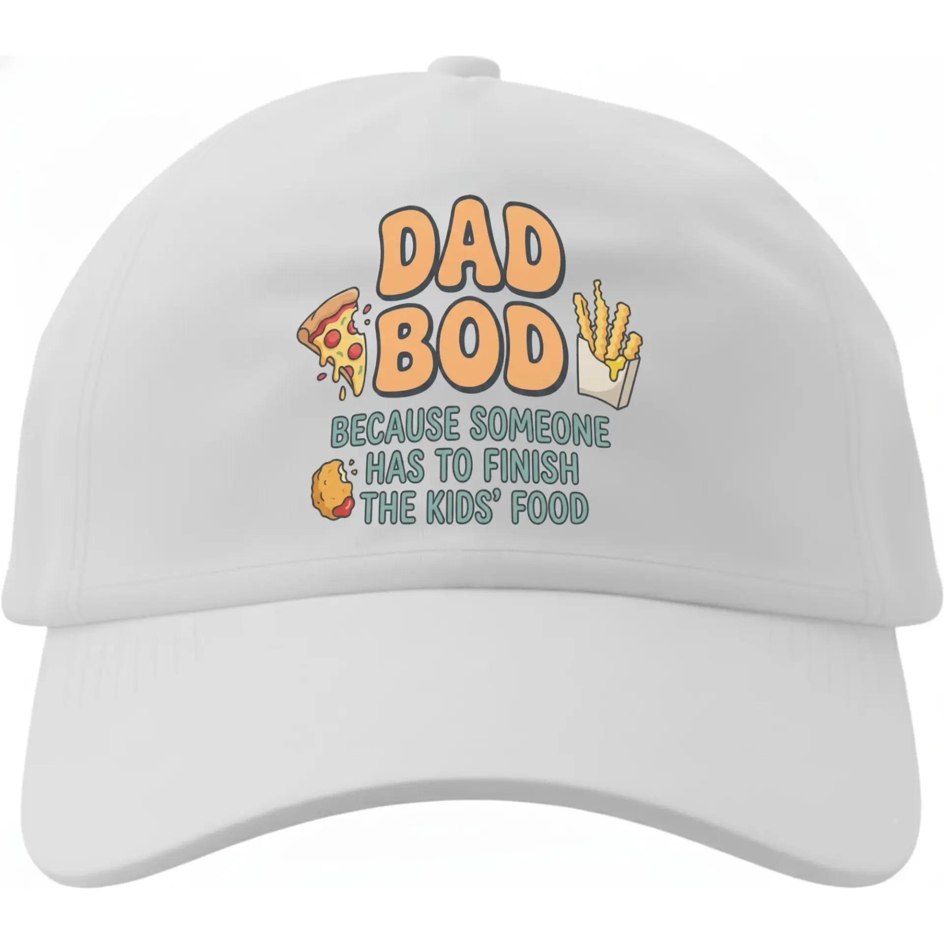 Dad Bod Baseball Cap Funny Graphic Hat Adjustable Casual Cotton Headwear for Men and Women with Food Illustration Design