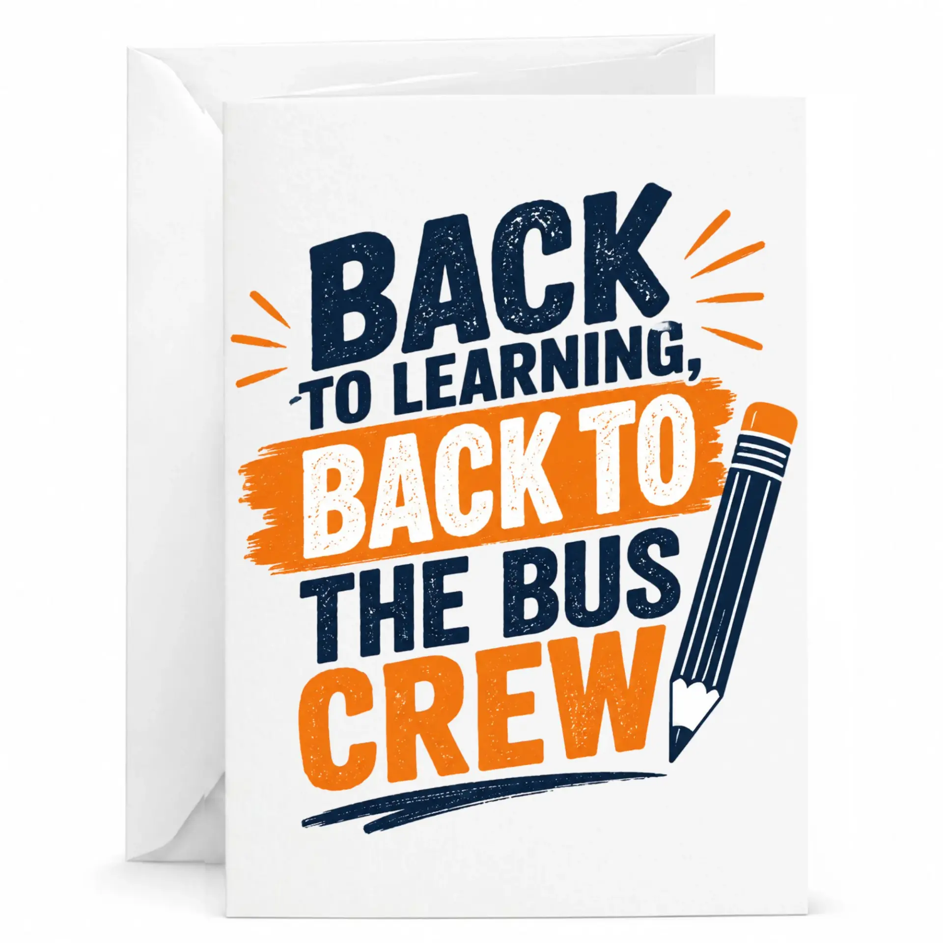 Personalized Greeting Card Back to the Bus Crew Design 5x7 Note