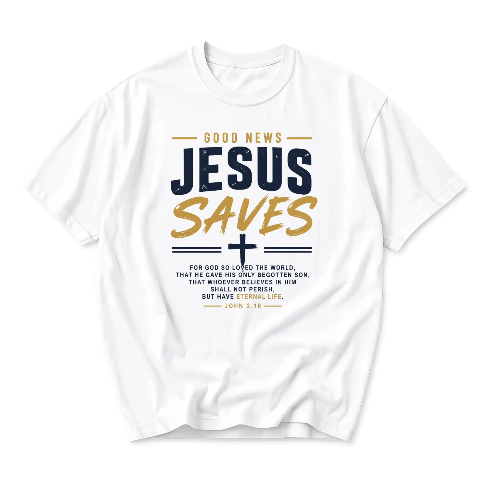 T-shirt Graphic Tee Jesus Saves Christian Faith Quote Religious Scripture Unisex Cotton Crew Neck